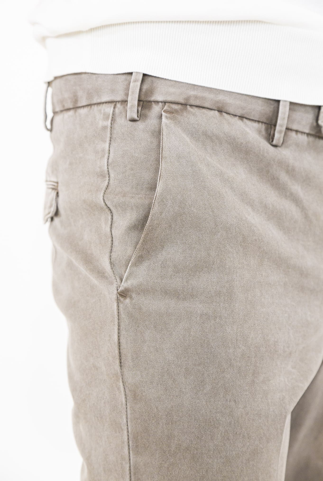 Pantaloni Chino Delavé Cotone Beige