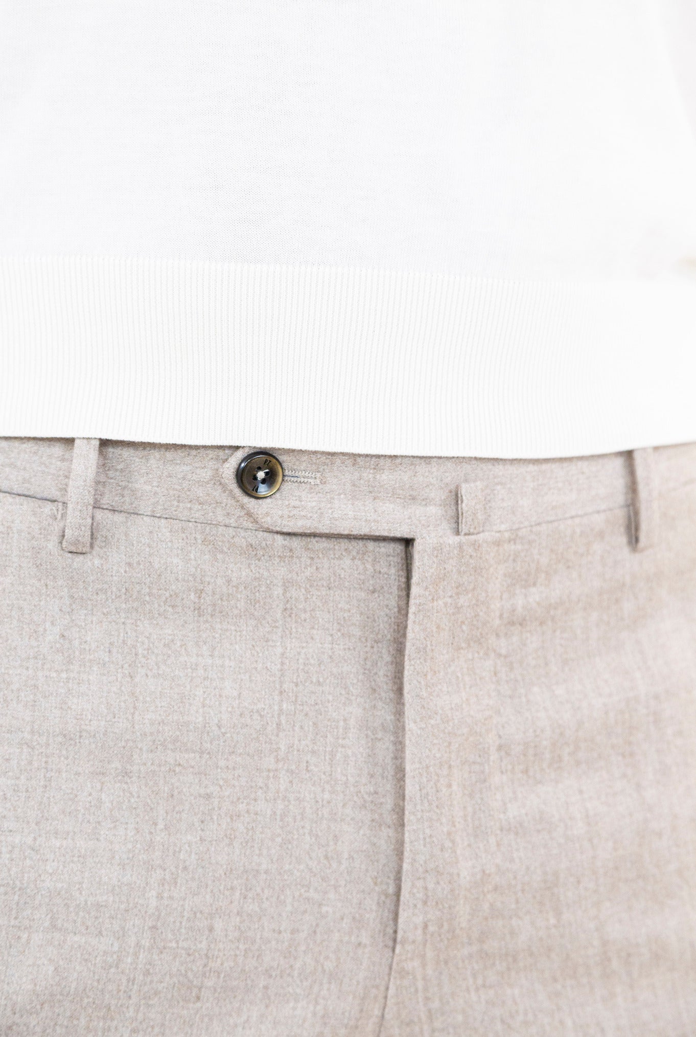 Light Beige Wool and Silk Trousers