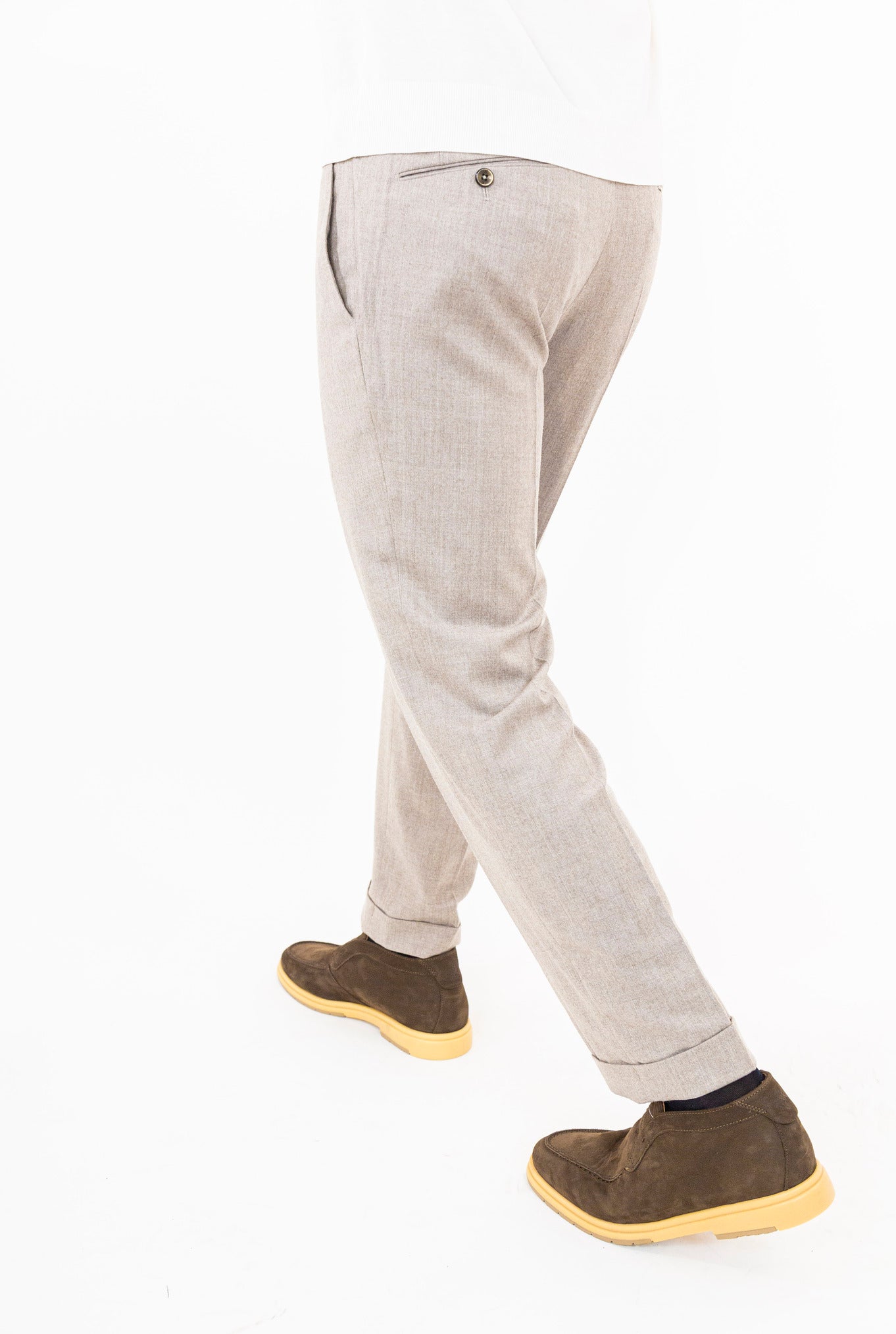 Light Beige Wool and Silk Trousers