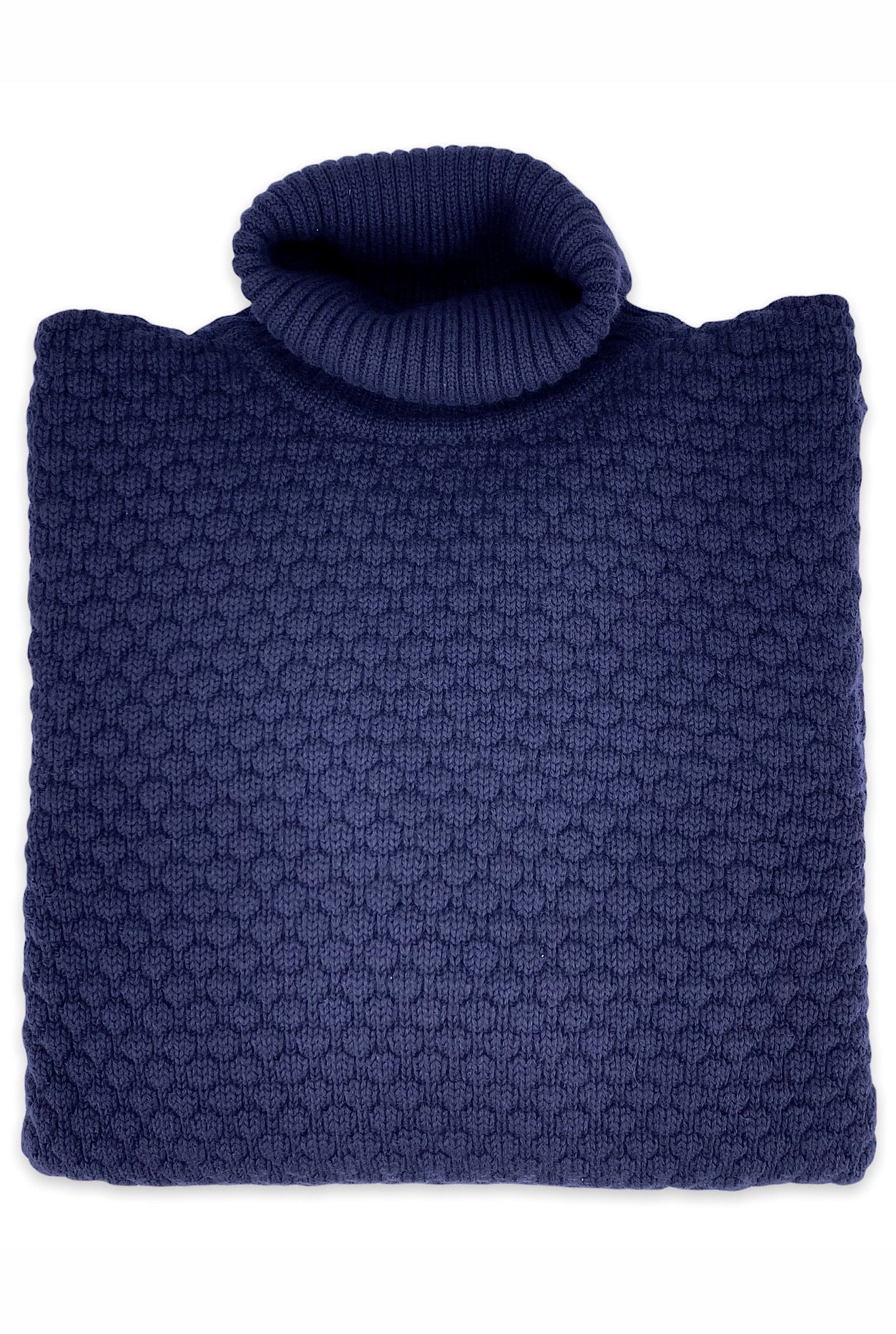 Turtleneck mod. Hubbel Honeycomb Merino Wool Navy Blue