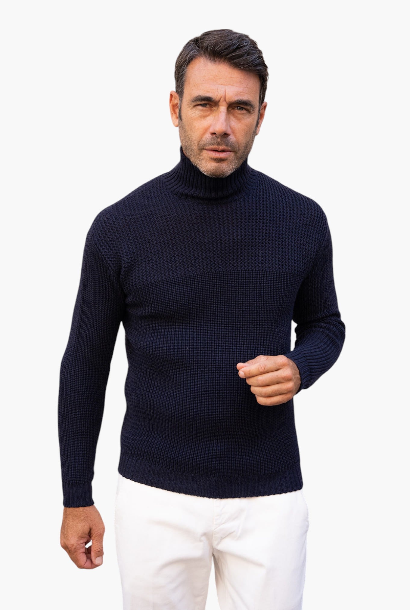 Torn Midnight Blue Crater Neck Pullover