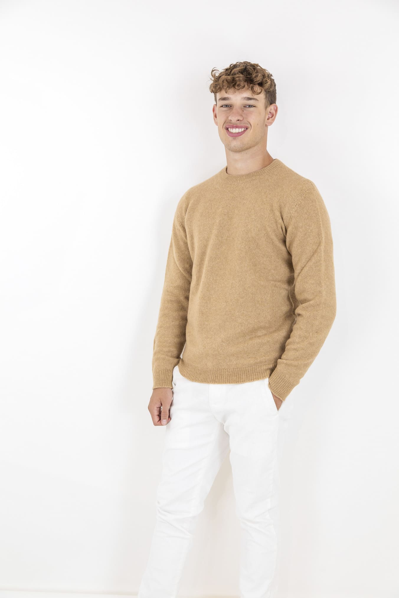 Merino Baby Camel Crewneck Col.Camel