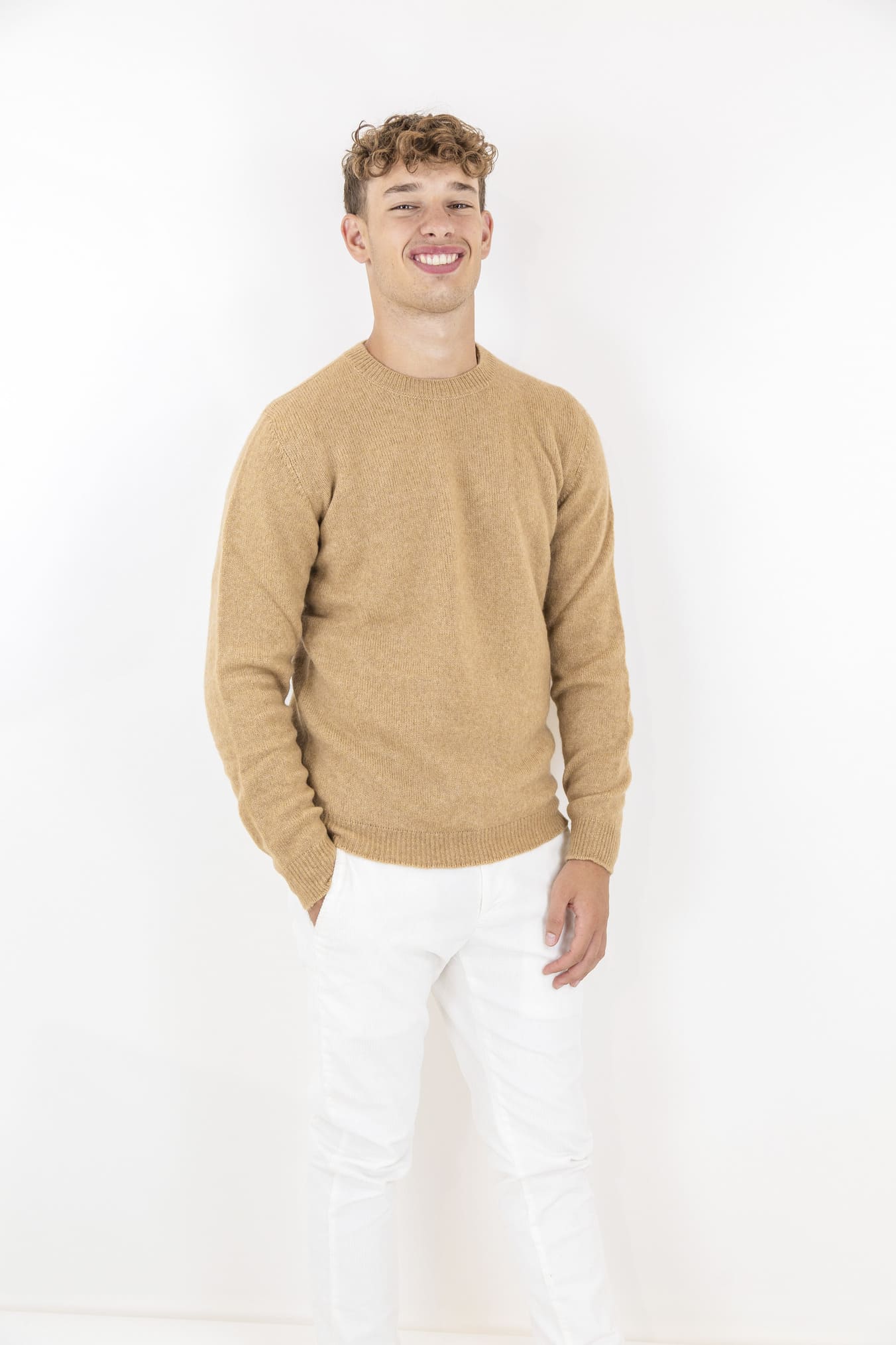 Merino Baby Camel Crewneck Col.Camel