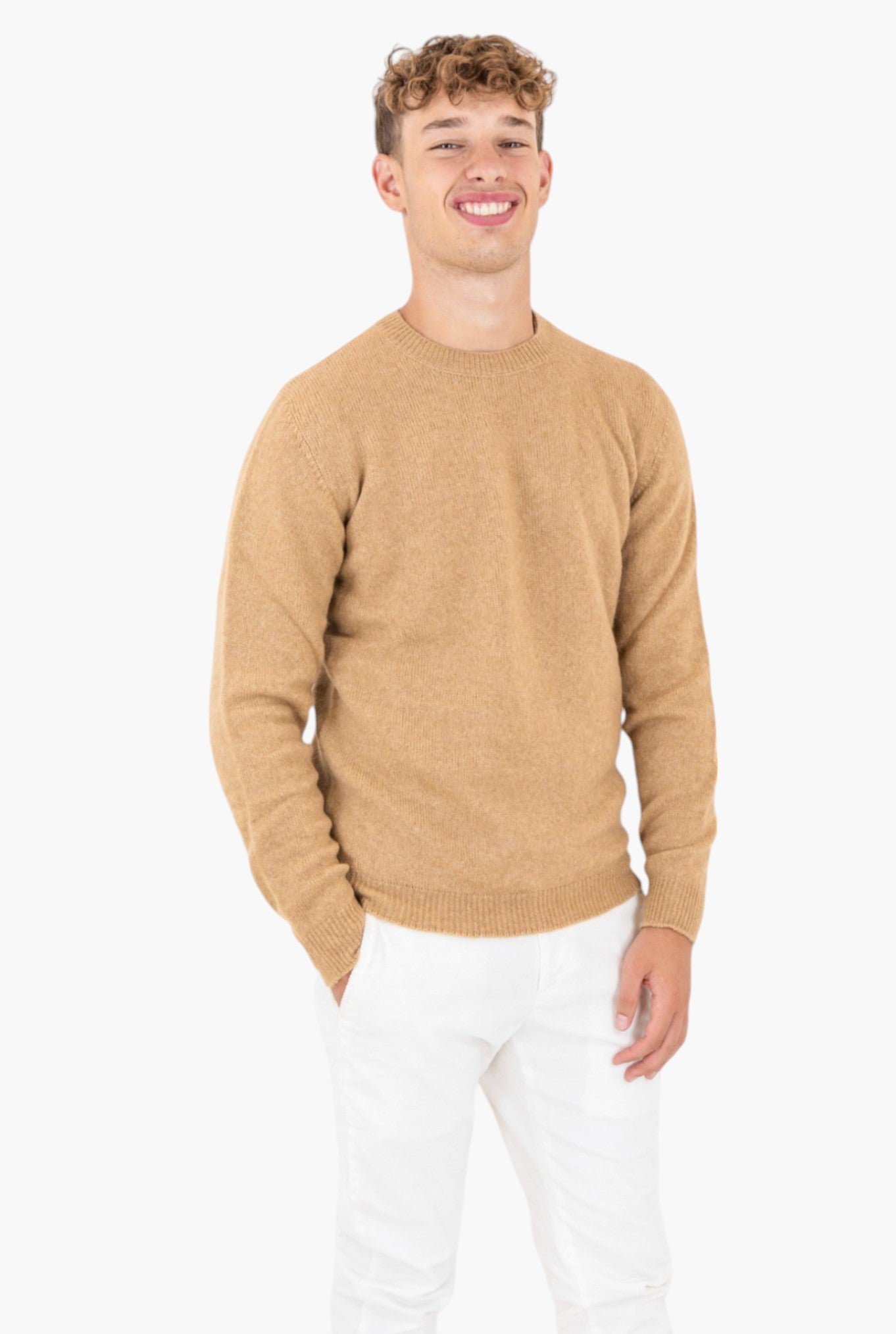 Merino Baby Camel Crewneck Col.Camel