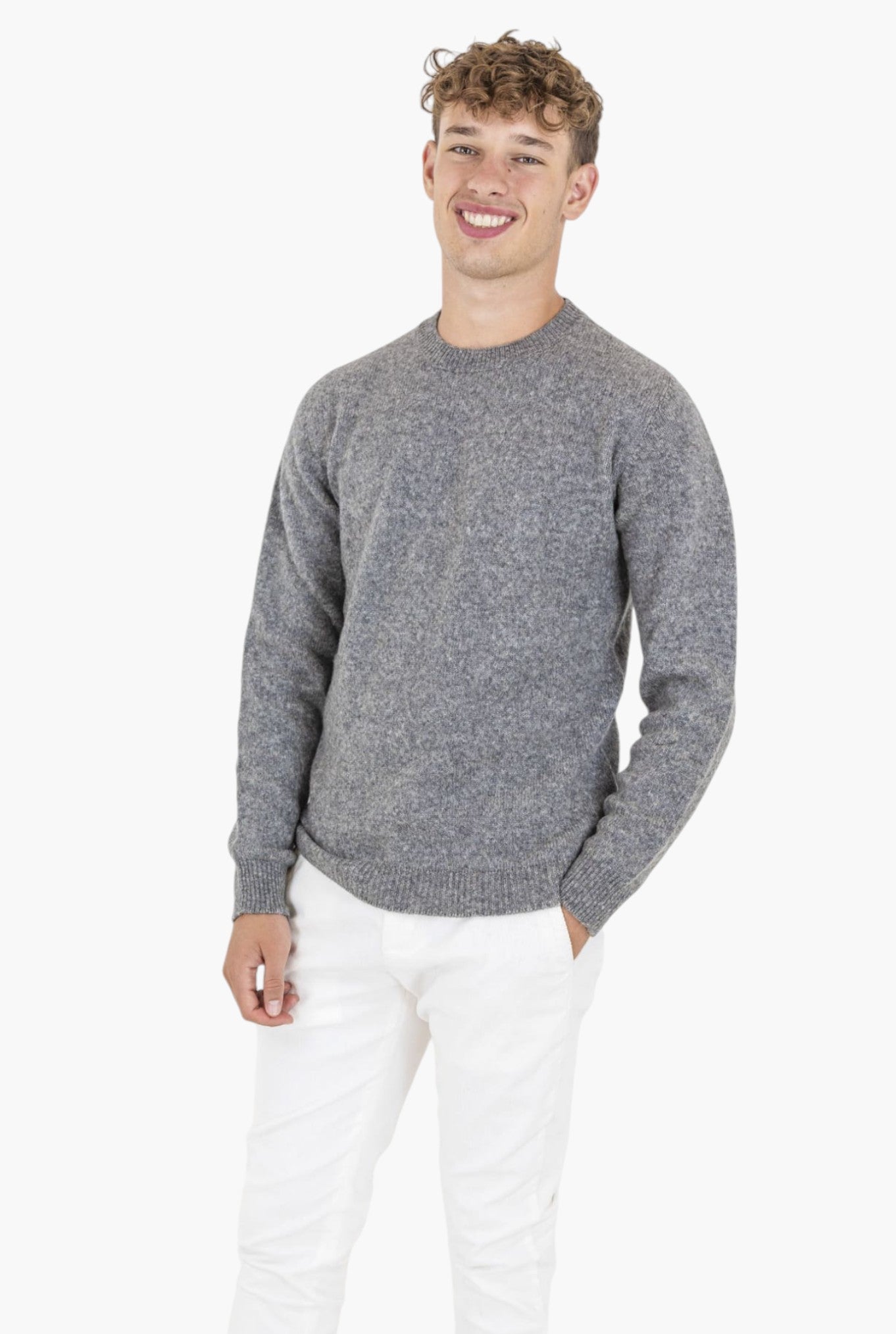 Merino Baby Camel Crewneck Grey