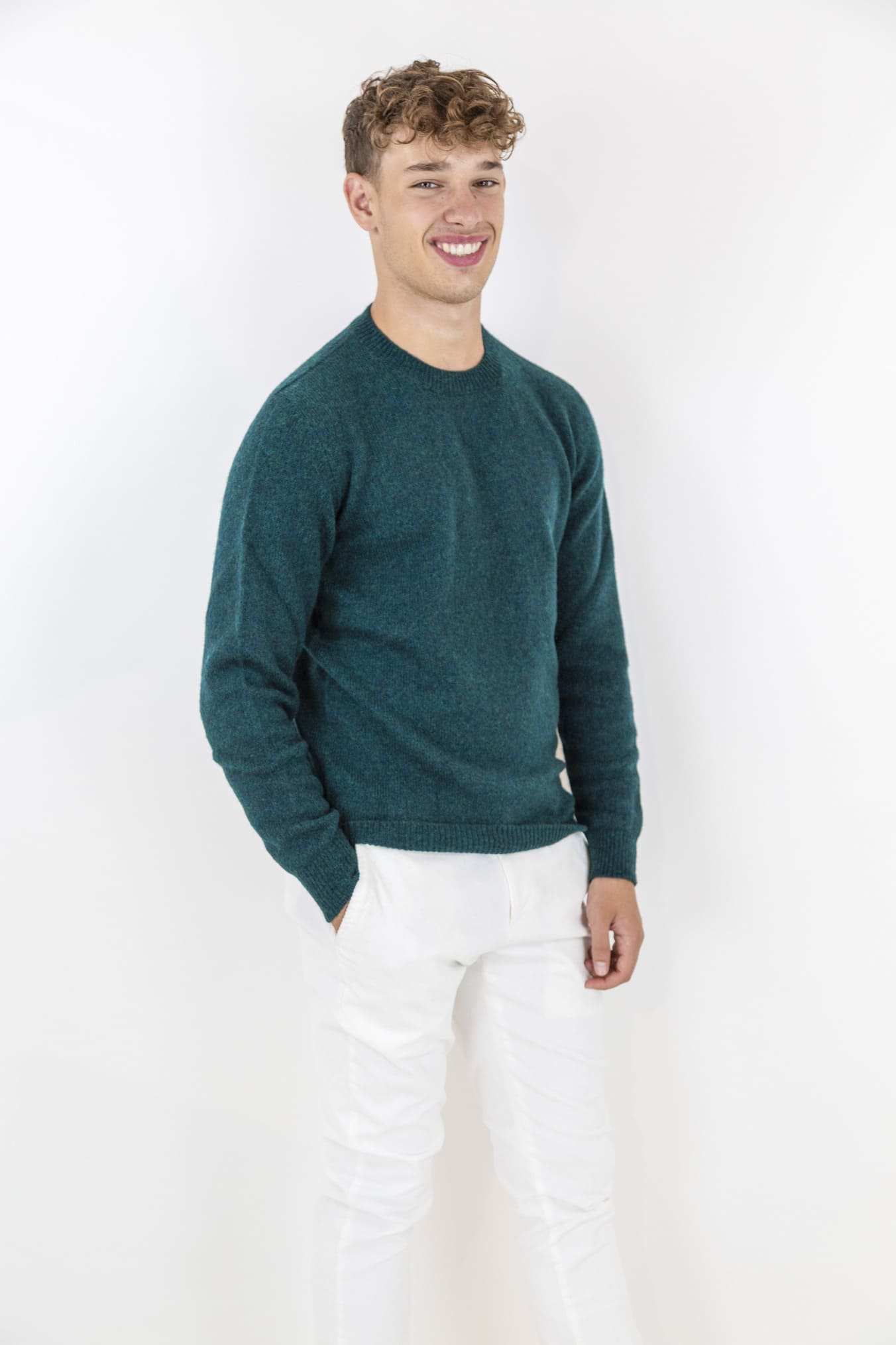 Merino Baby Camel Green Crewneck