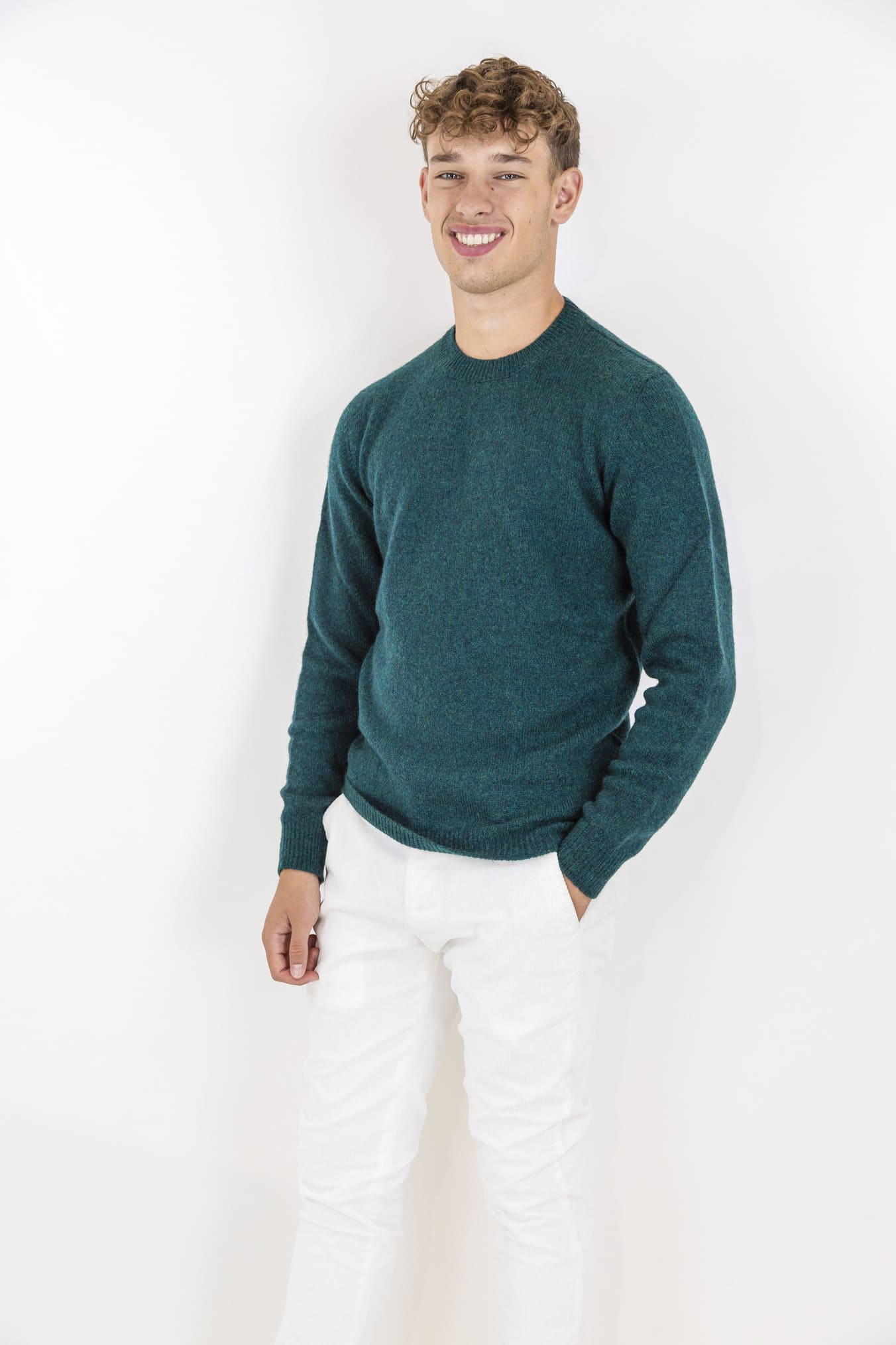 Merino Baby Camel Green Crewneck