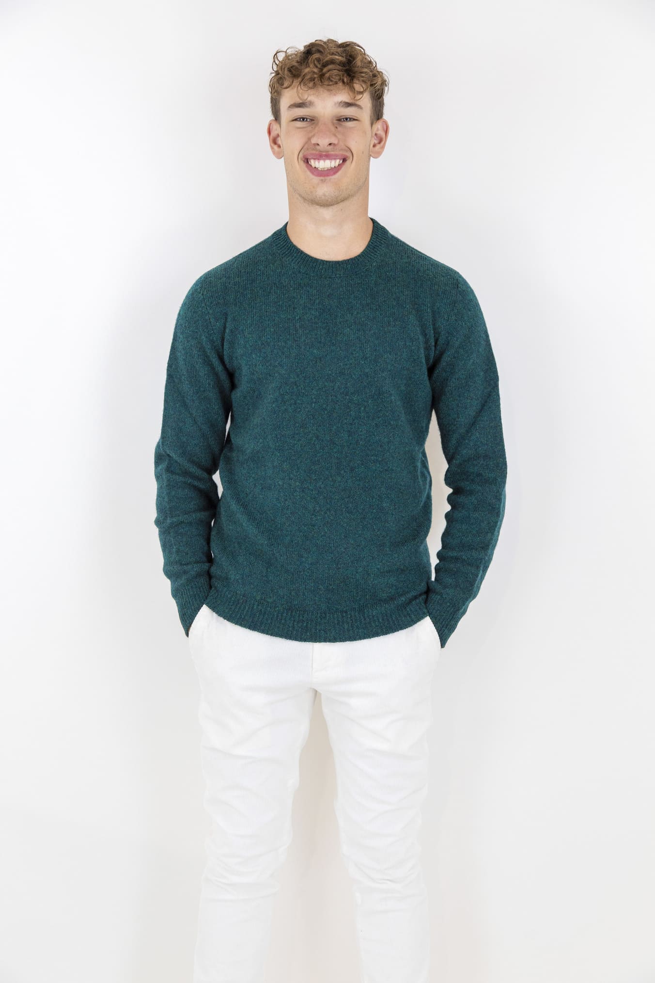 Merino Baby Camel Green Crewneck