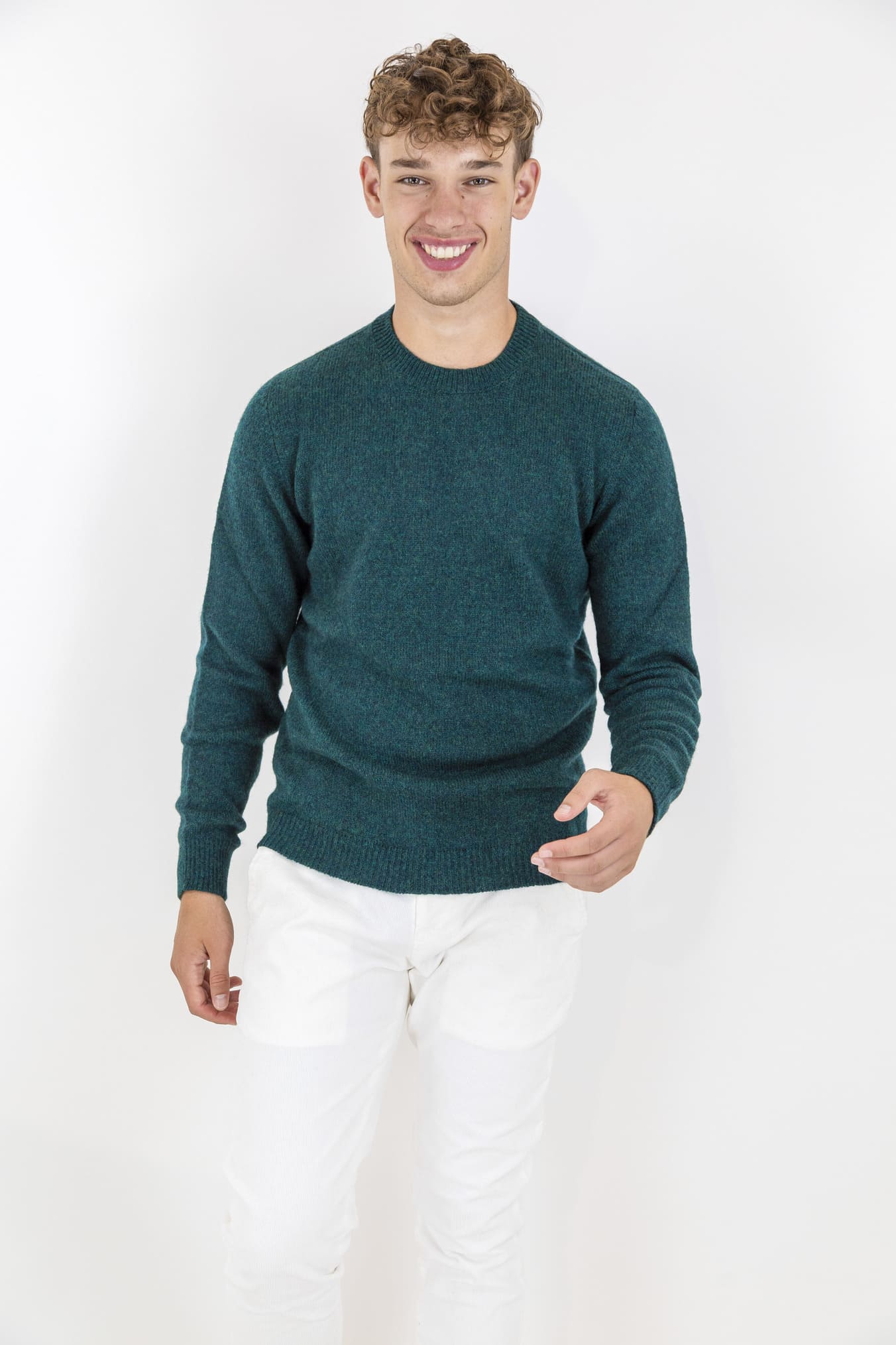 Merino Baby Camel Green Crewneck