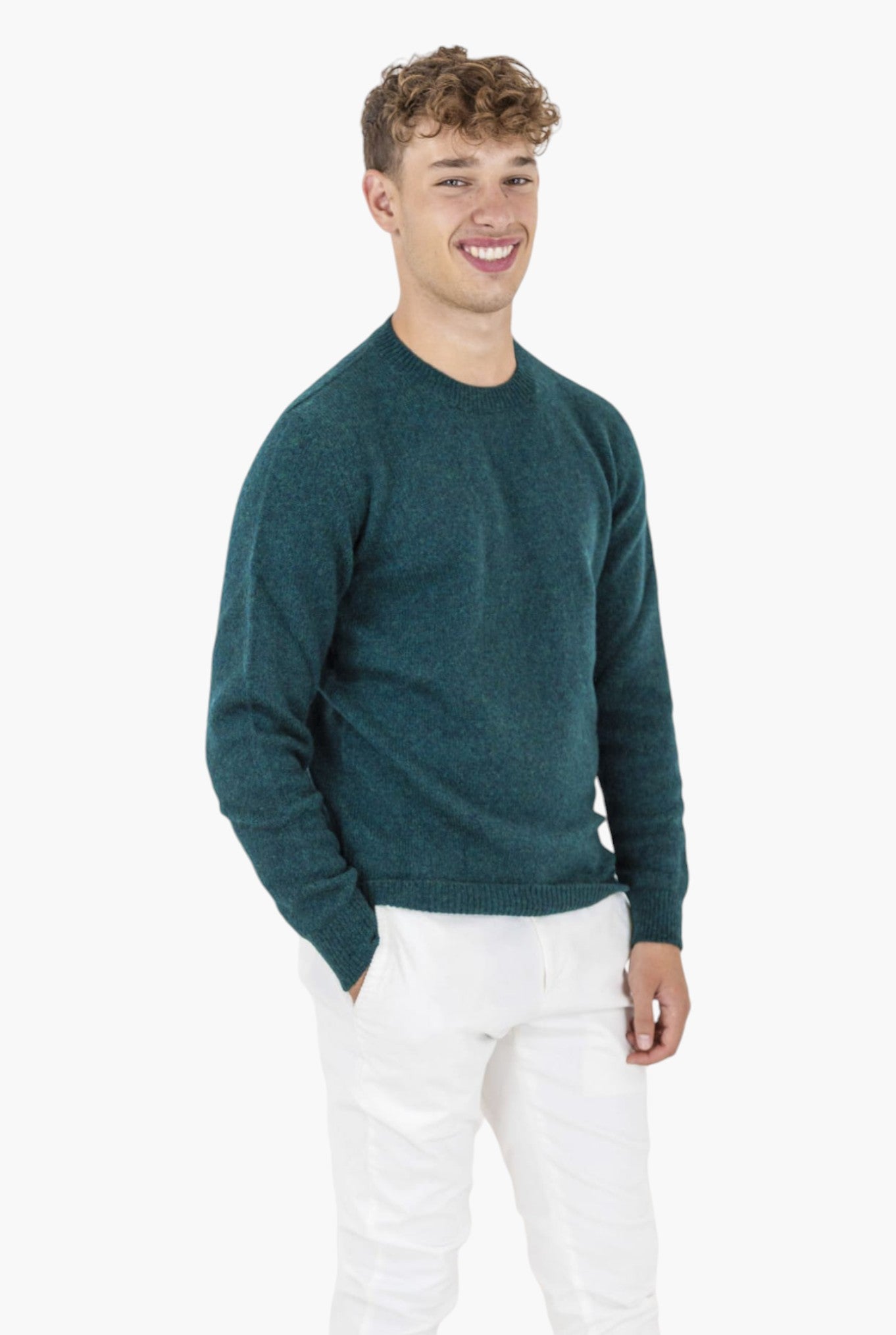 Merino Baby Camel Green Crewneck