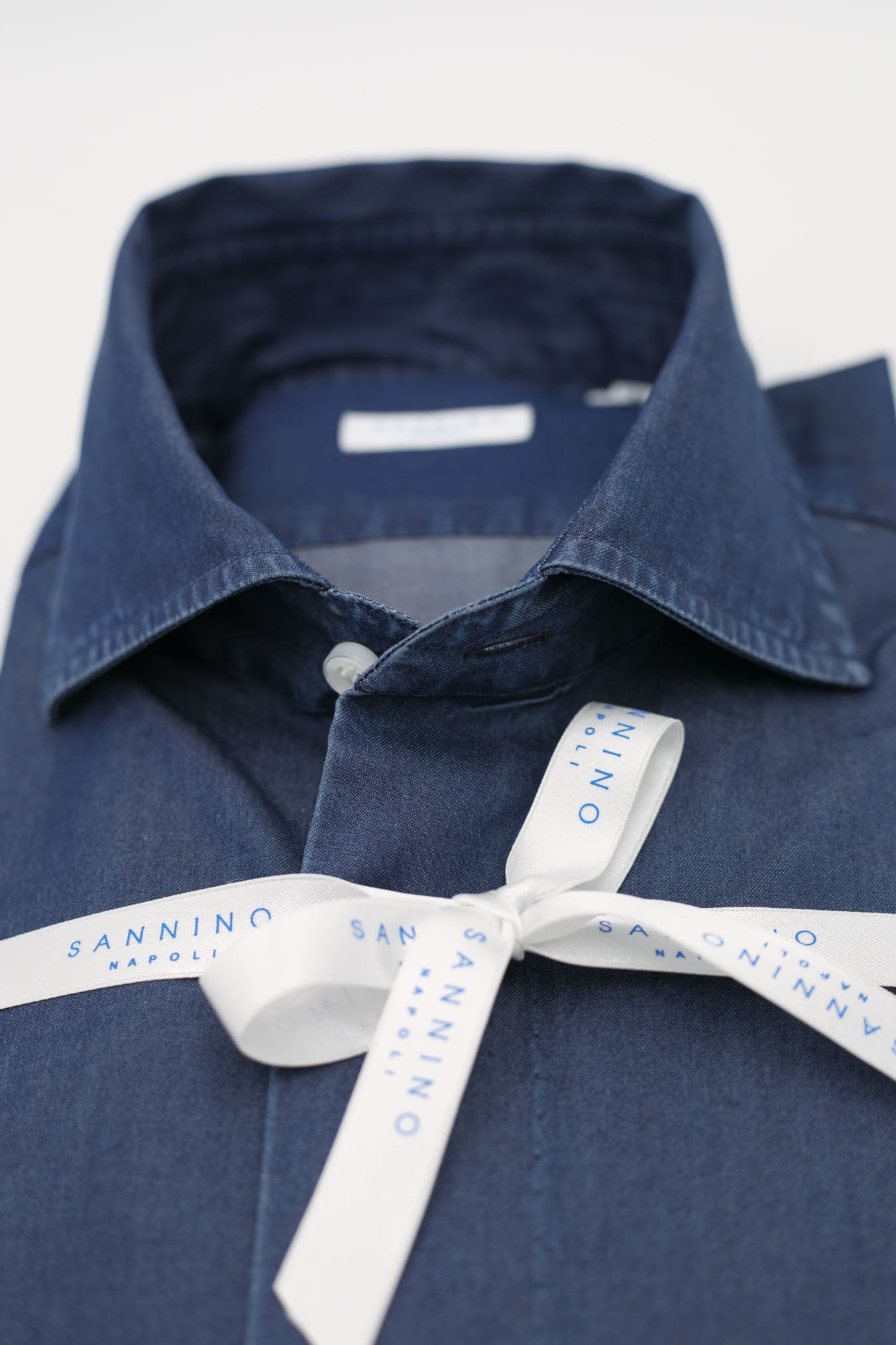 SANNINO Camicia Denim Scuro 10 Passaggi a Mano