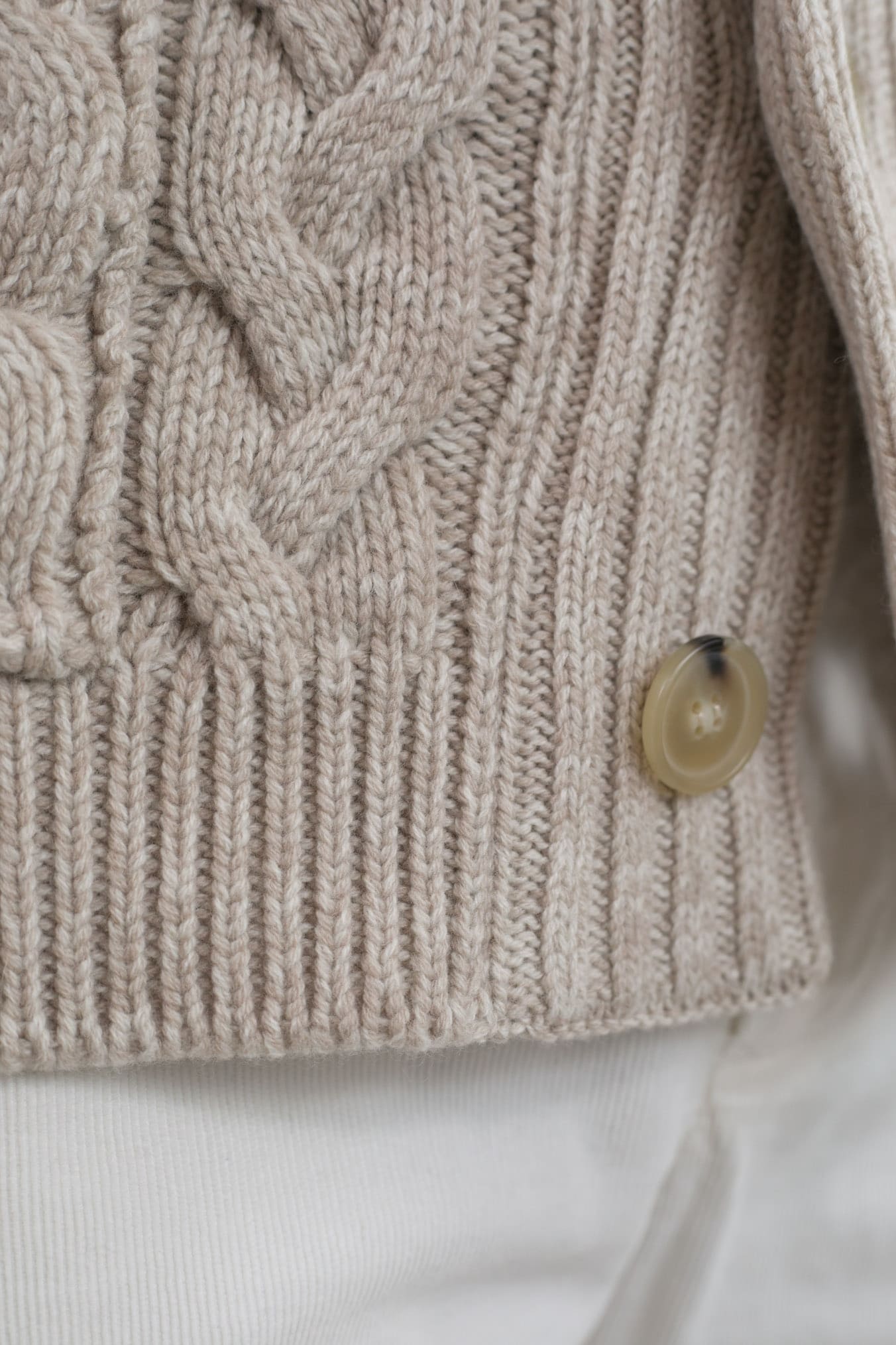 SETTEFILI CASHMERE Cardigan Trecce Lana Cashmere Beige