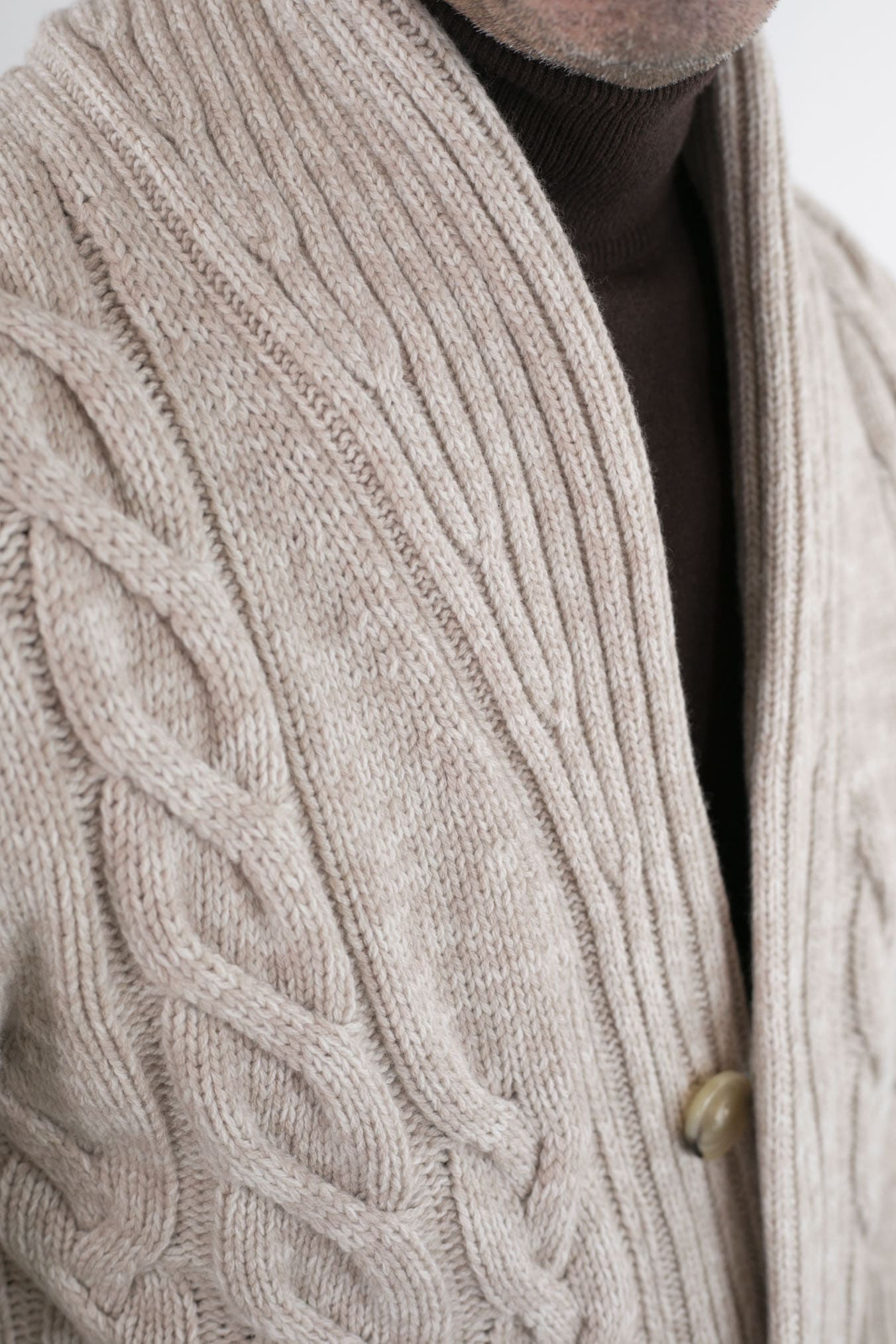 SETTEFILI CASHMERE Cardigan Trecce Lana Cashmere Beige