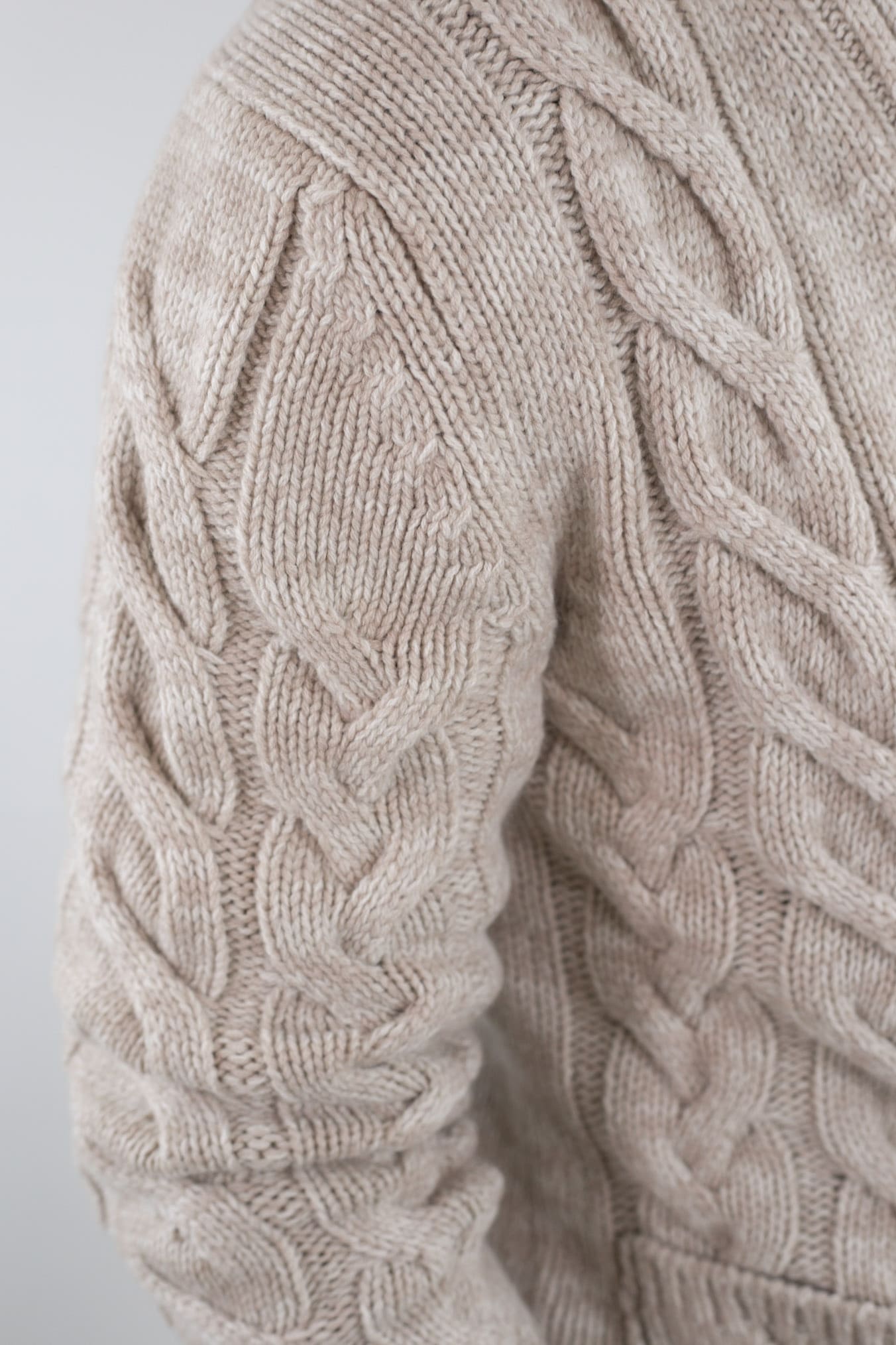 SETTEFILI CASHMERE Cardigan Trecce Lana Cashmere Beige