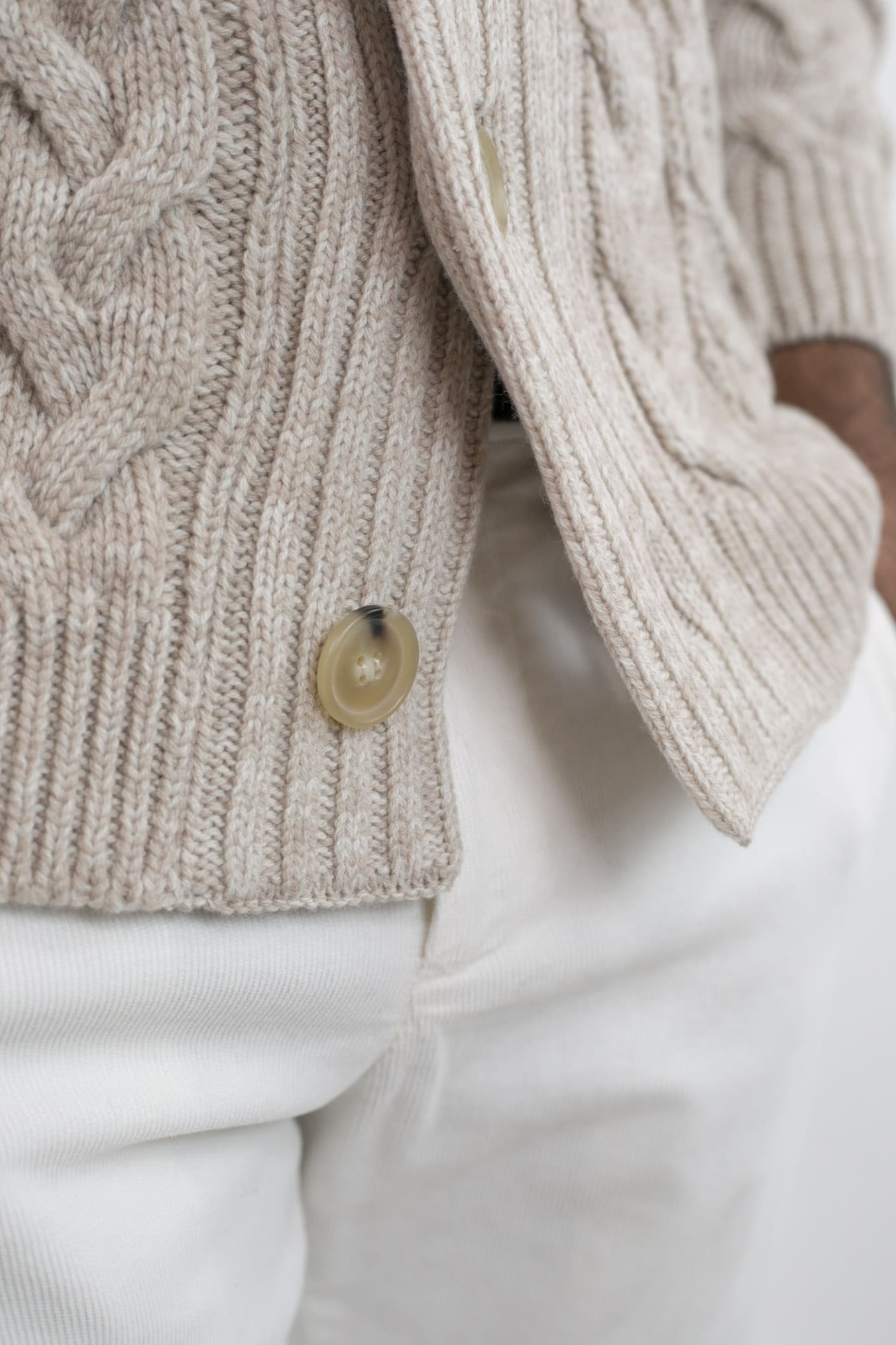 SETTEFILI CASHMERE Cardigan Trecce Lana Cashmere Beige