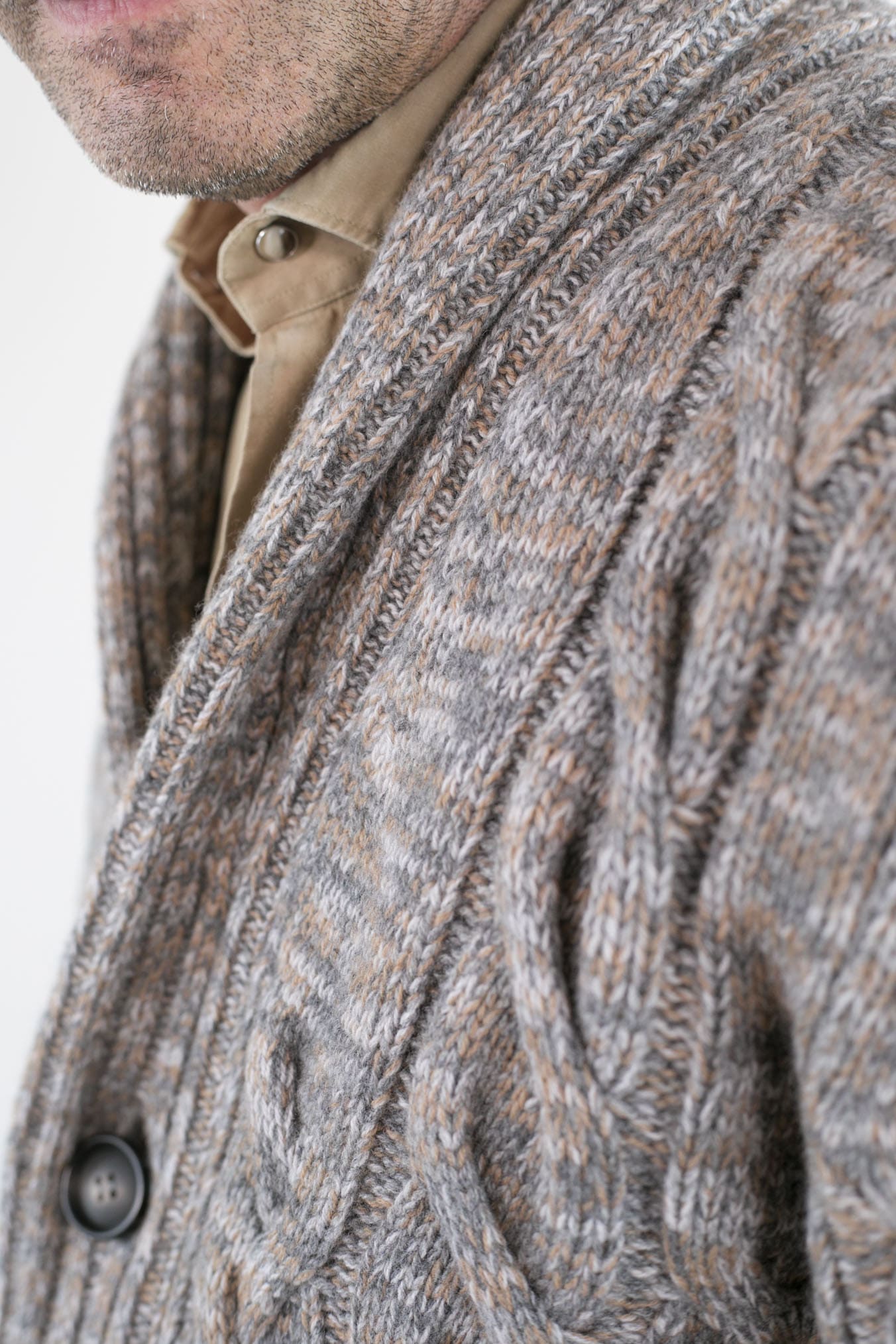 SETTEFILI CASHMERE Cardigan Trecce Lana Cashmere Mélange Grigio