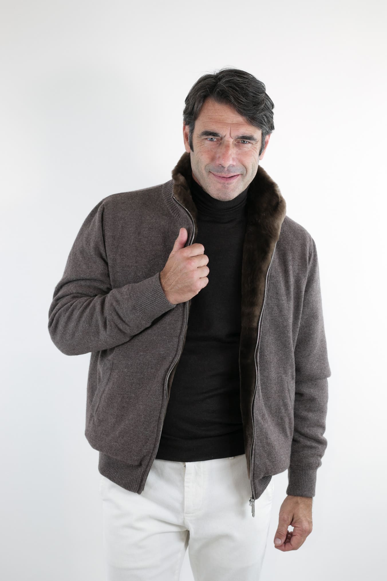 SVEVO PARMA Giubbotto Cashmere Castorino Tortora