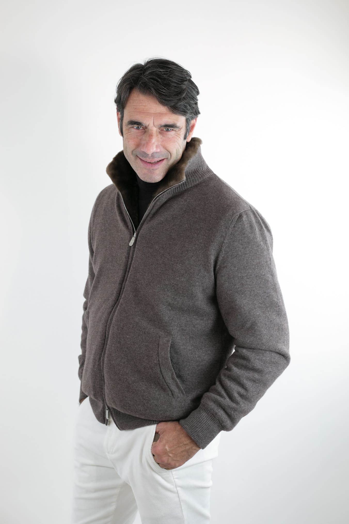 SVEVO PARMA Giubbotto Cashmere Castorino Tortora