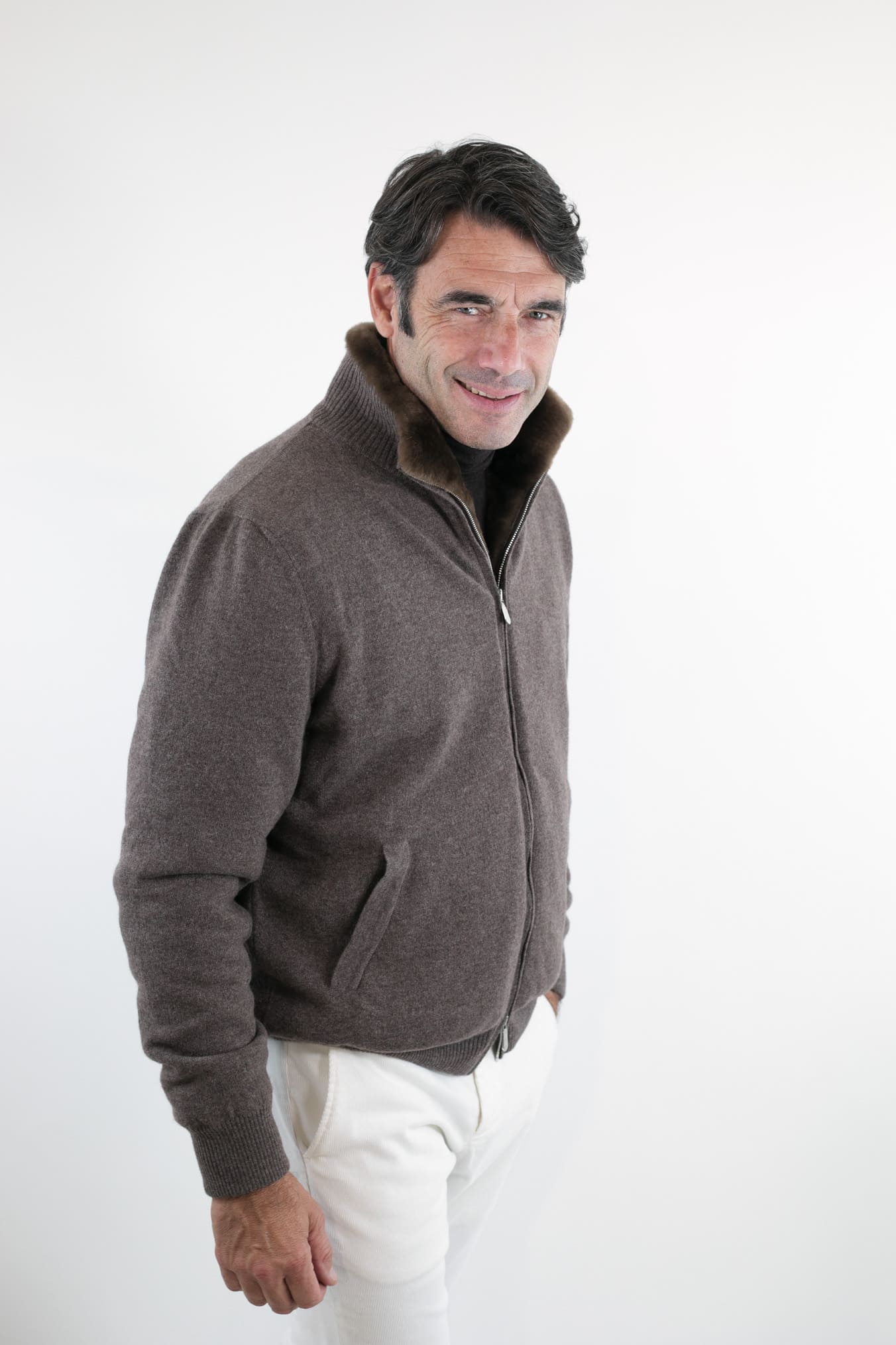 SVEVO PARMA Giubbotto Cashmere Castorino Tortora