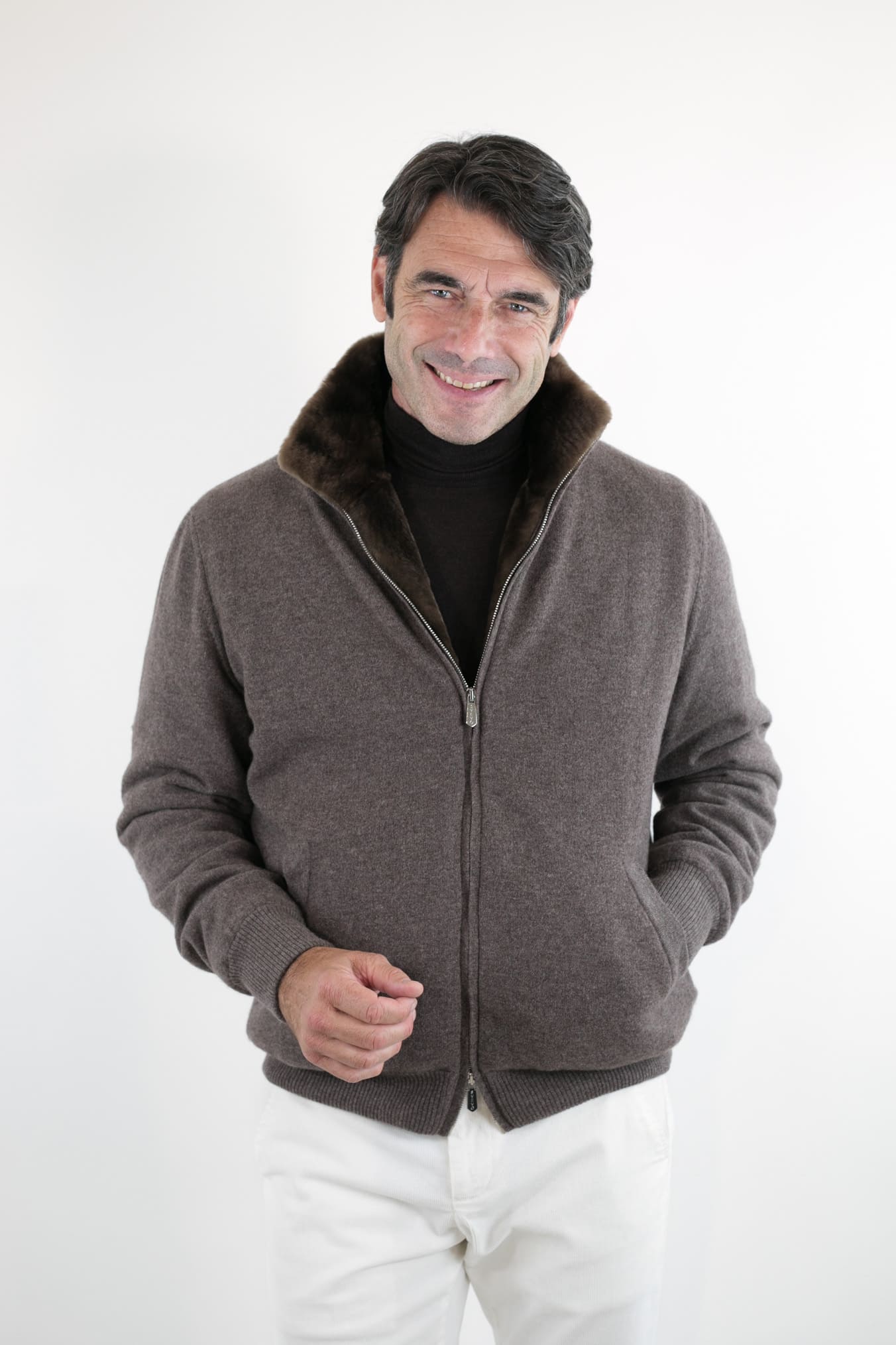 SVEVO PARMA Giubbotto Cashmere Castorino Tortora