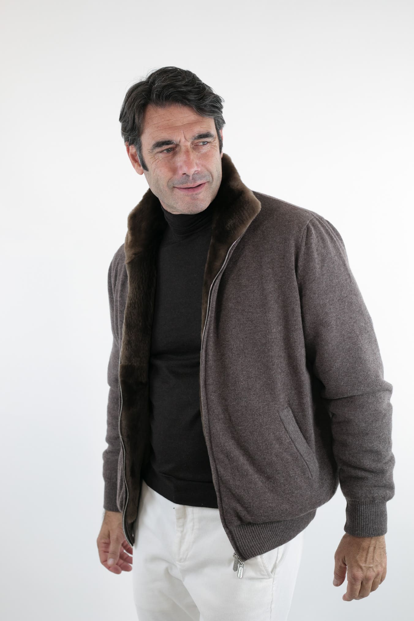 SVEVO PARMA Giubbotto Cashmere Castorino Tortora