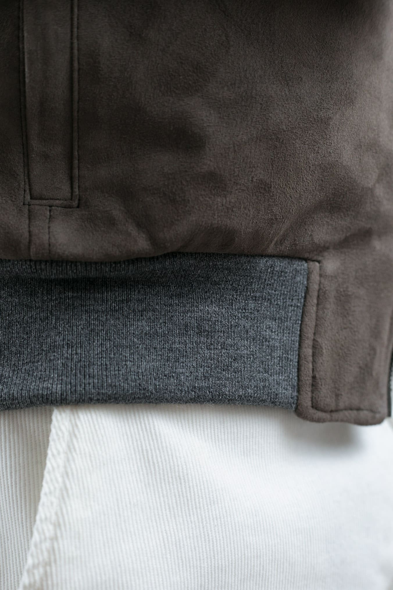 VOLFAGLI Giubbotto Suede col. Taupe Cappuccio Removibile Fodera Loro Piana