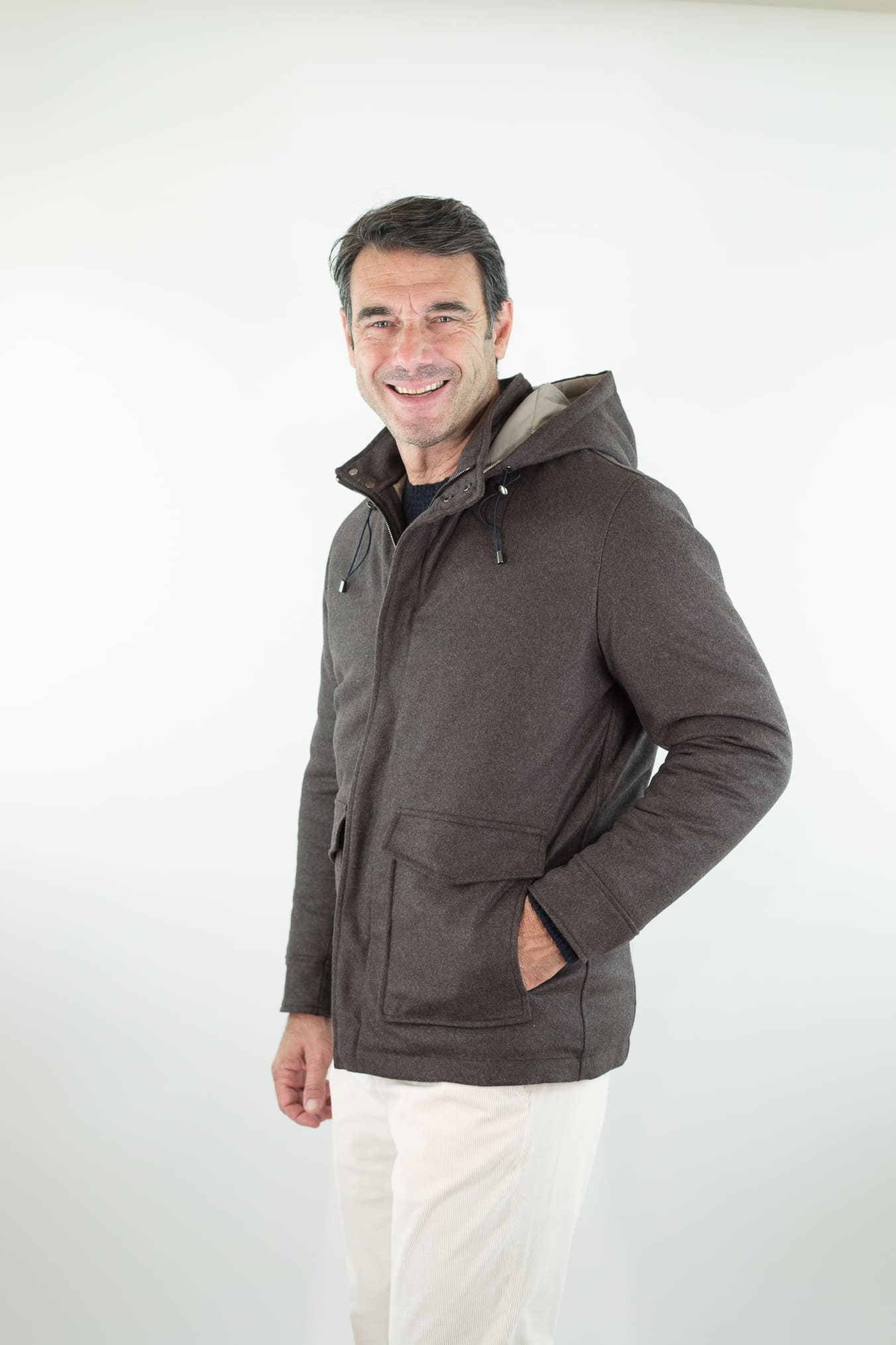 BARBA Giaccone Cashmere Cappuccio Testa Moro