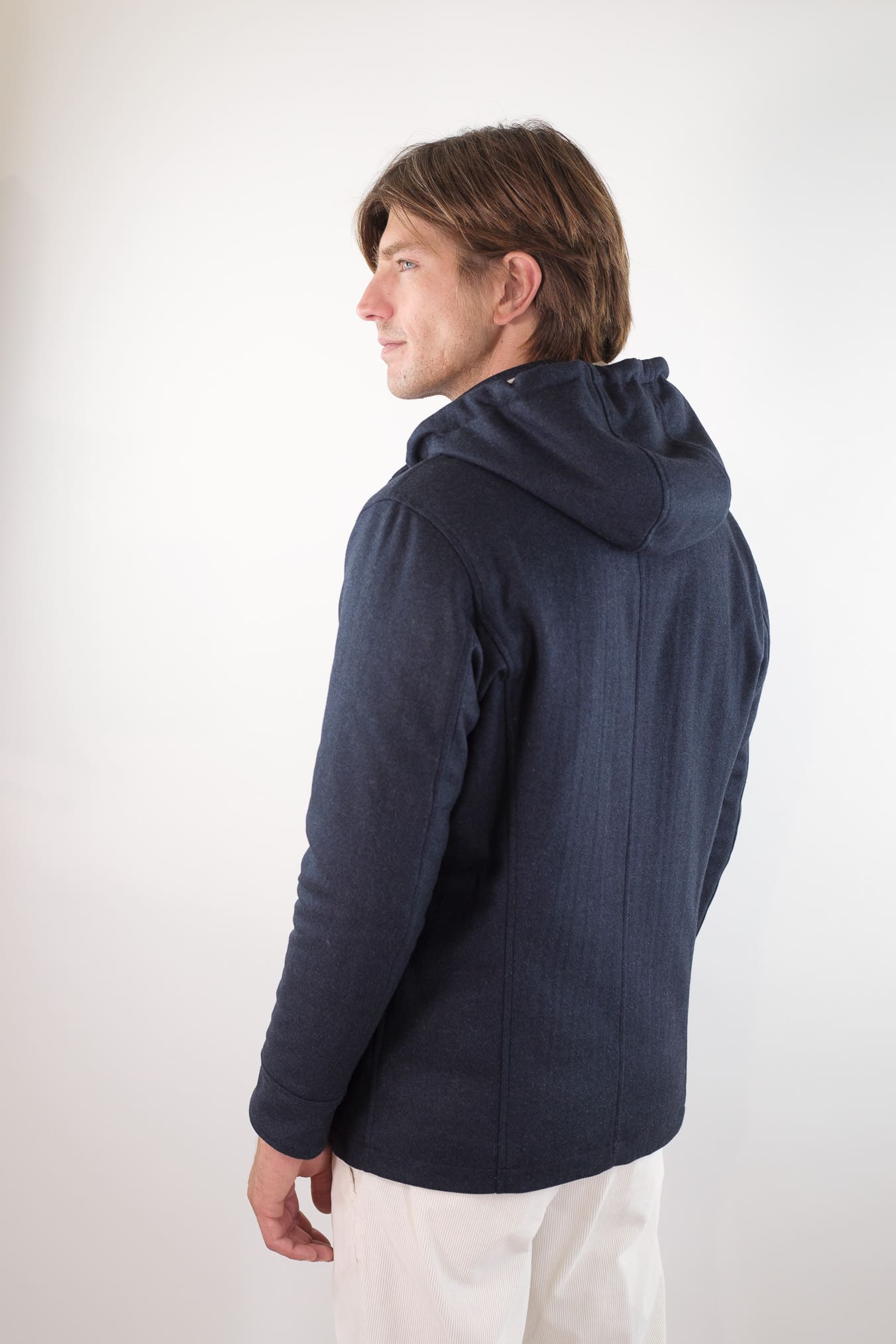 BARBA Giaccone Cashmere Cappuccio Blu