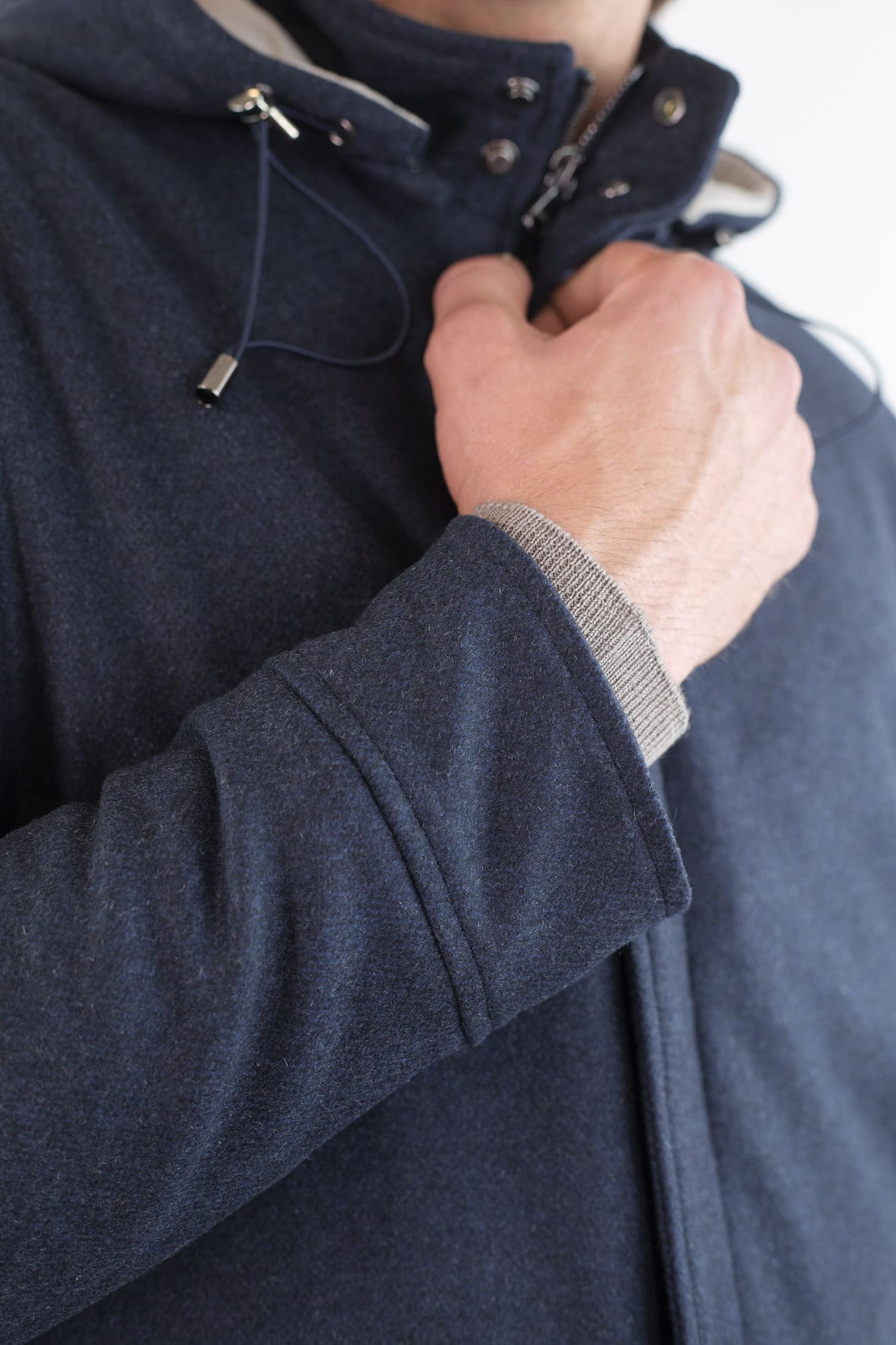 BARBA Giaccone Cashmere Cappuccio Blu