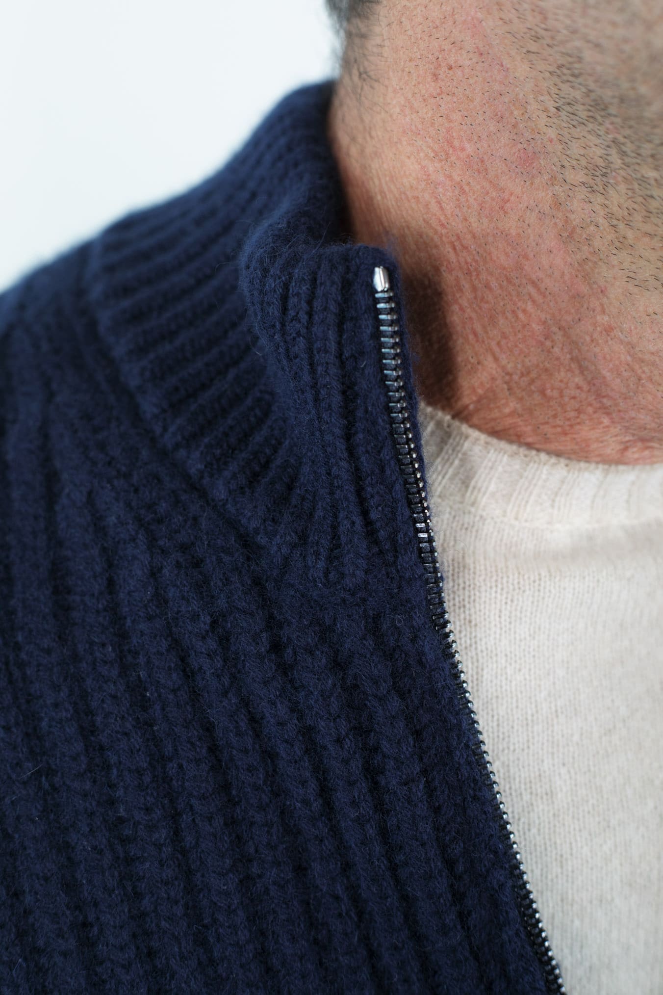 BRAMANI Cardigan Full Zip Cashmere Windstopper Blu Navy