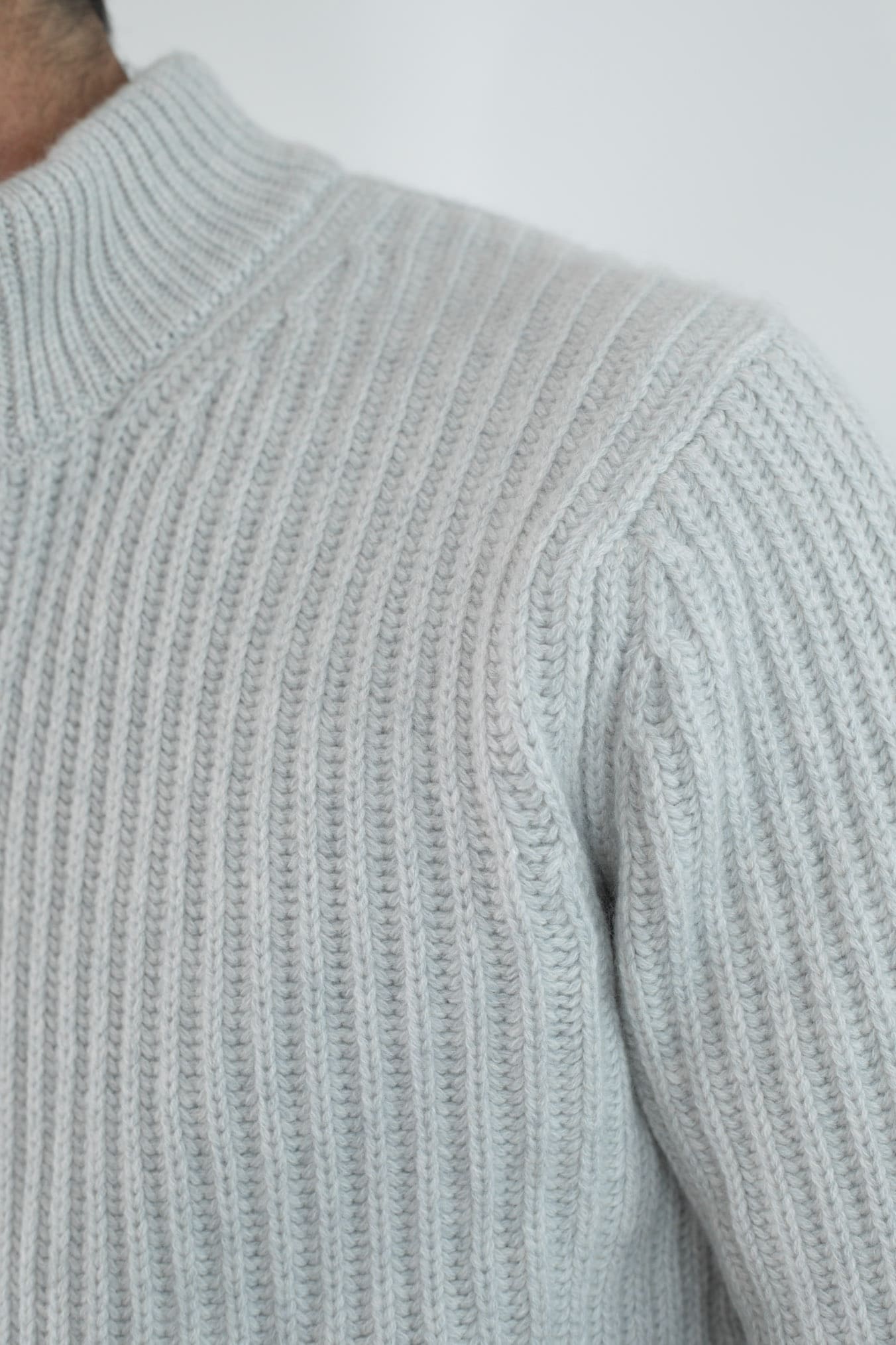 BRAMANI Cardigan Full Zip Cashmere Windstopper Grigio Perla