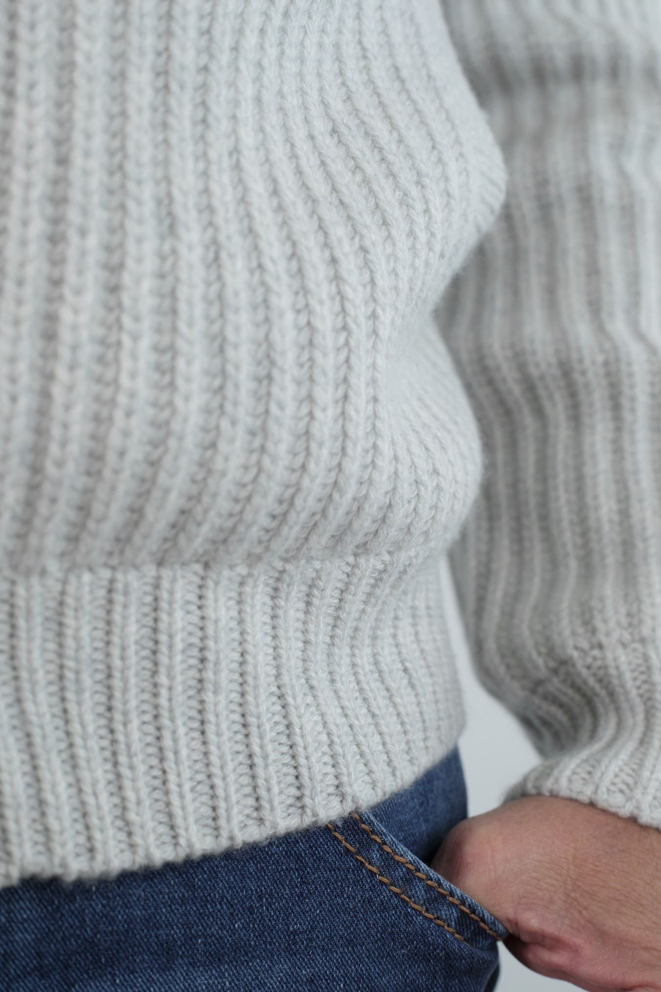 BRAMANI Cardigan Full Zip Cashmere Windstopper Grigio Perla