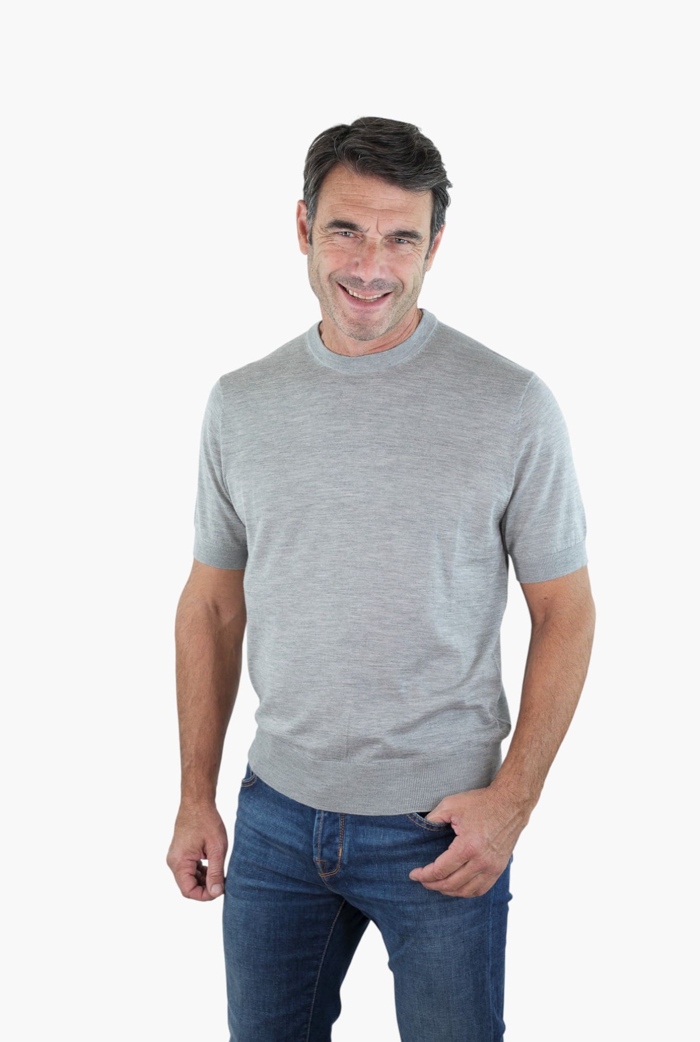 BRAMANI Girocollo Cashmere Seta Superlight Grigio Chiaro