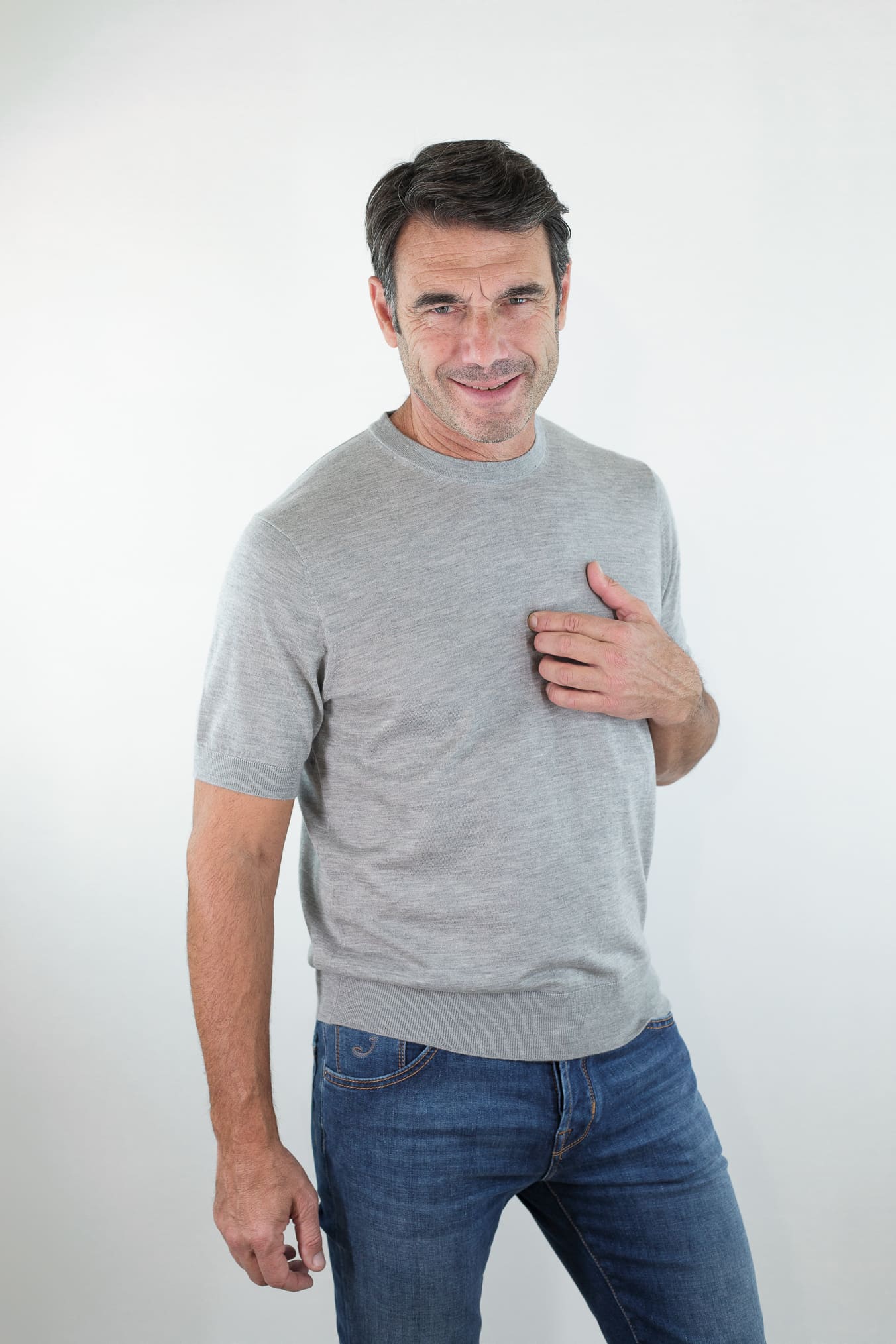 BRAMANI Girocollo Cashmere Seta Superlight Grigio Chiaro