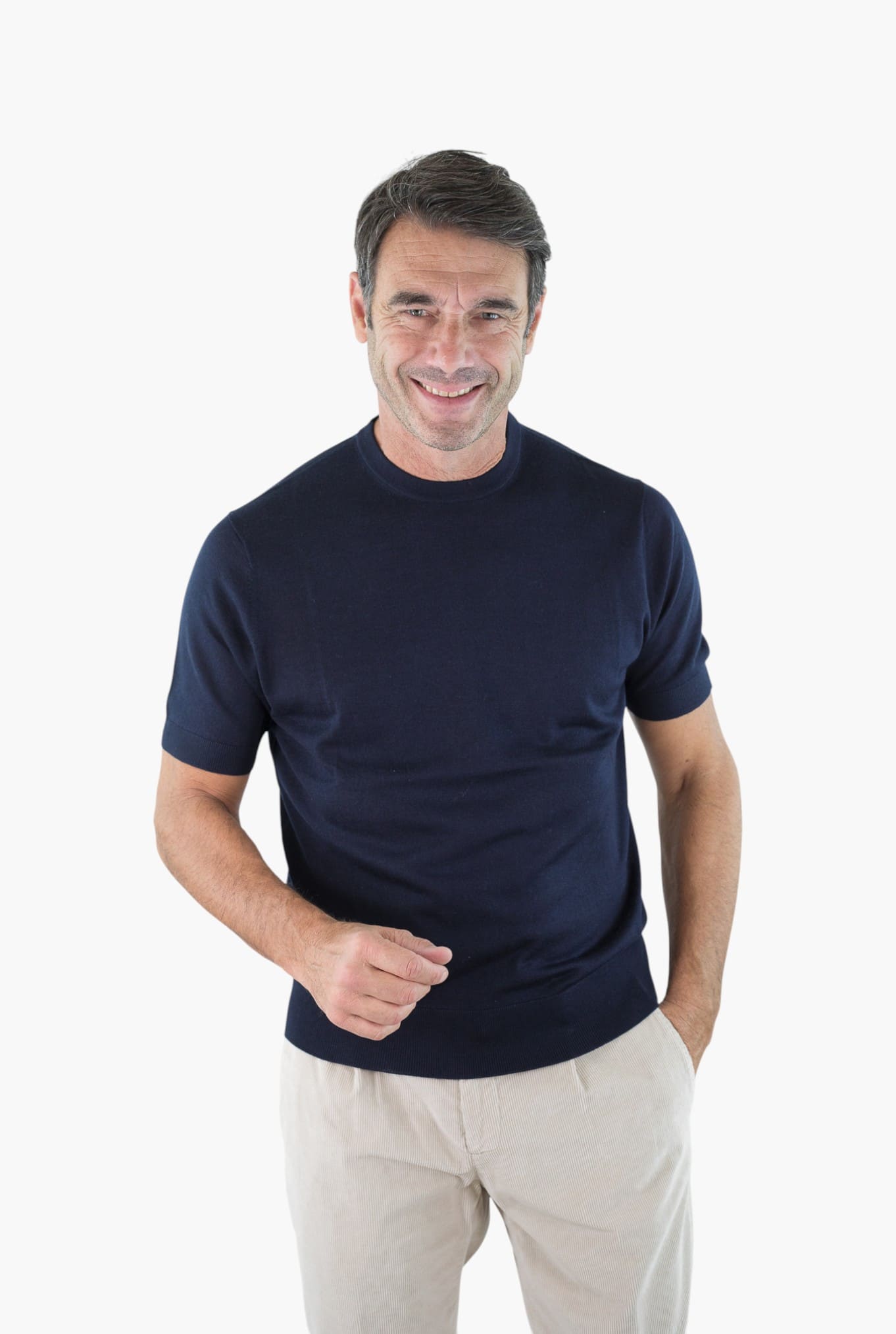 BRAMANI Girocollo Cashmere Seta Superlight Blu Navy