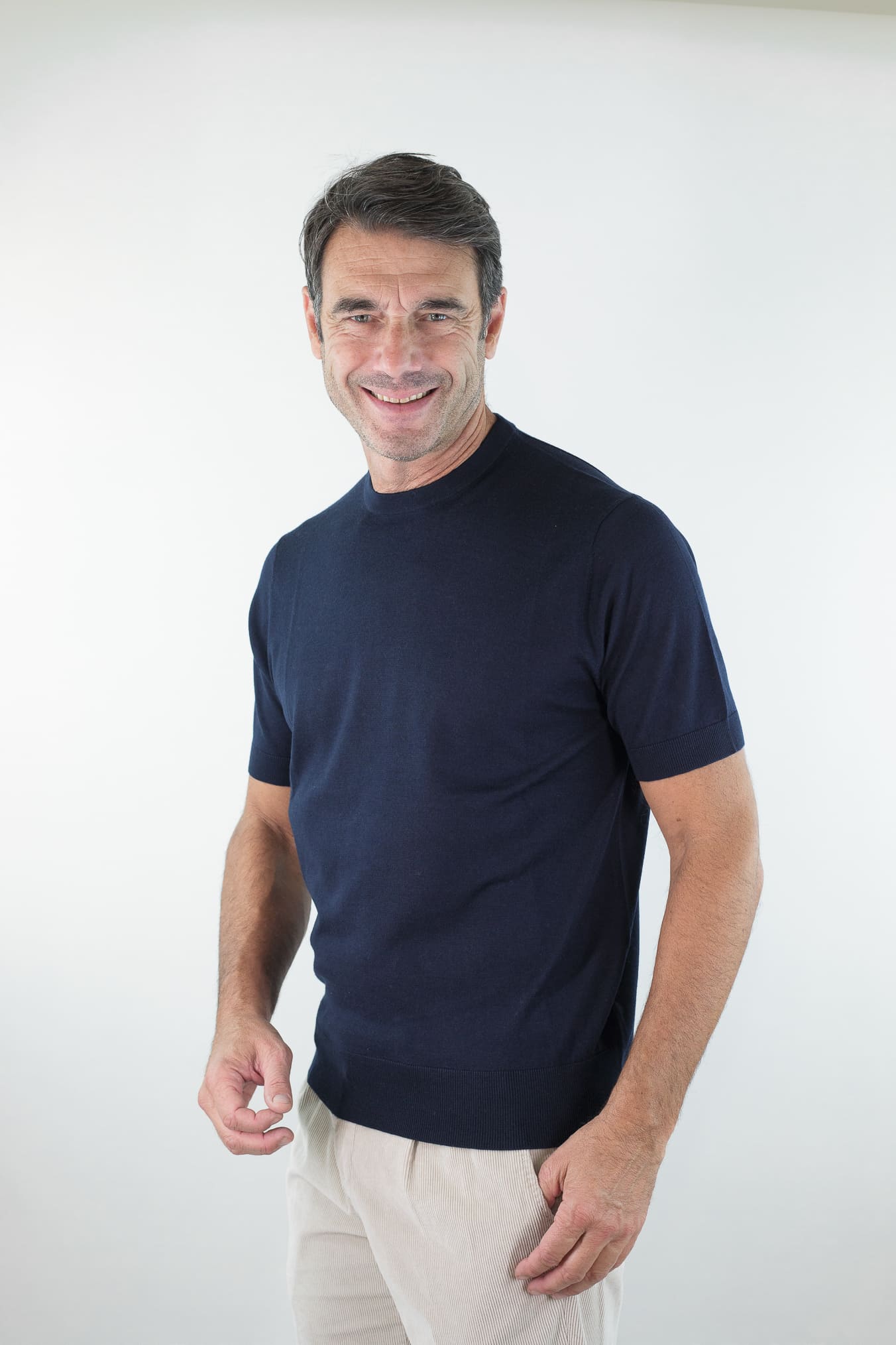 BRAMANI Girocollo Cashmere Seta Superlight Blu Navy