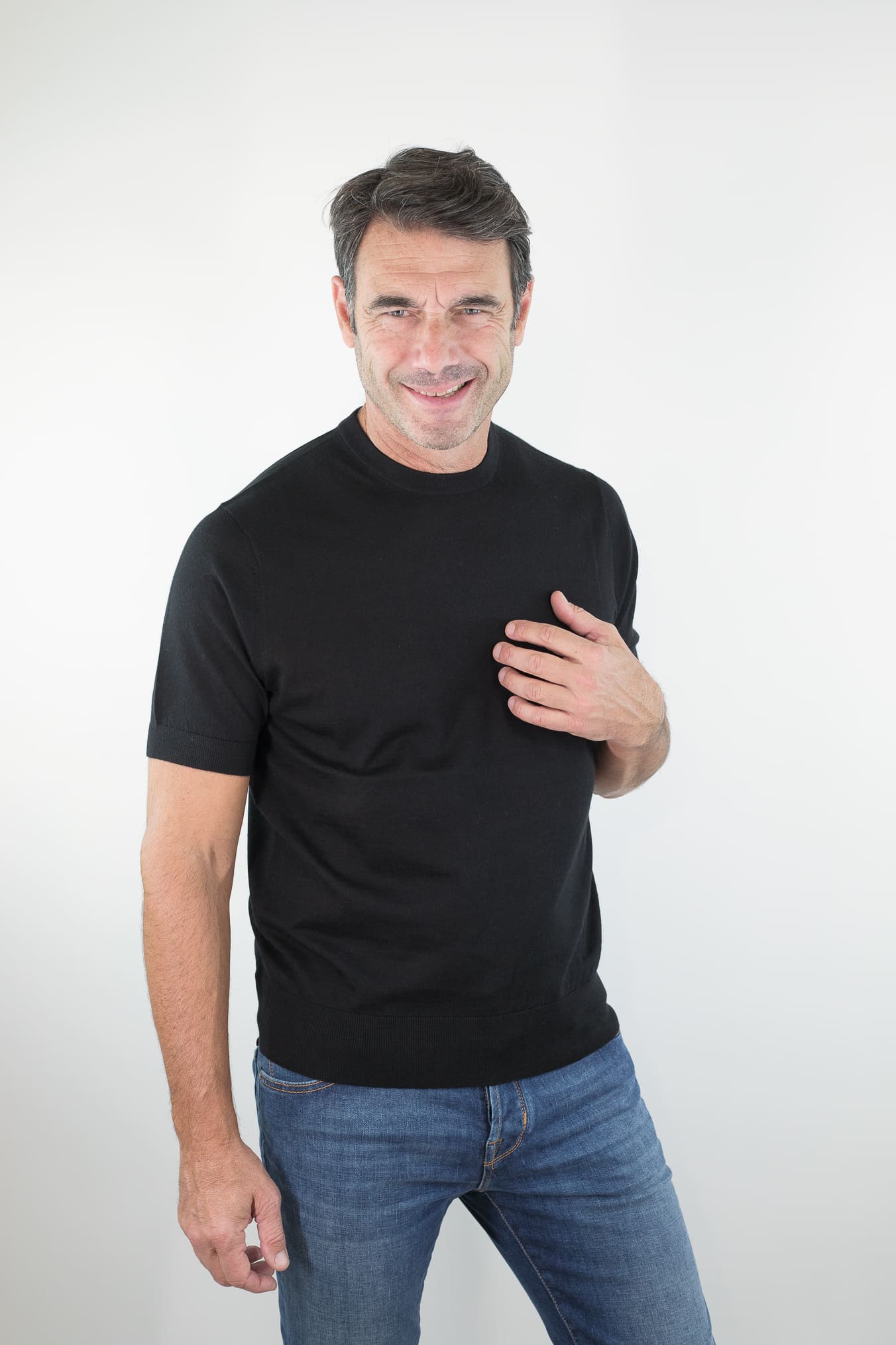 BRAMANI Girocollo Cashmere Seta Superlight Nero