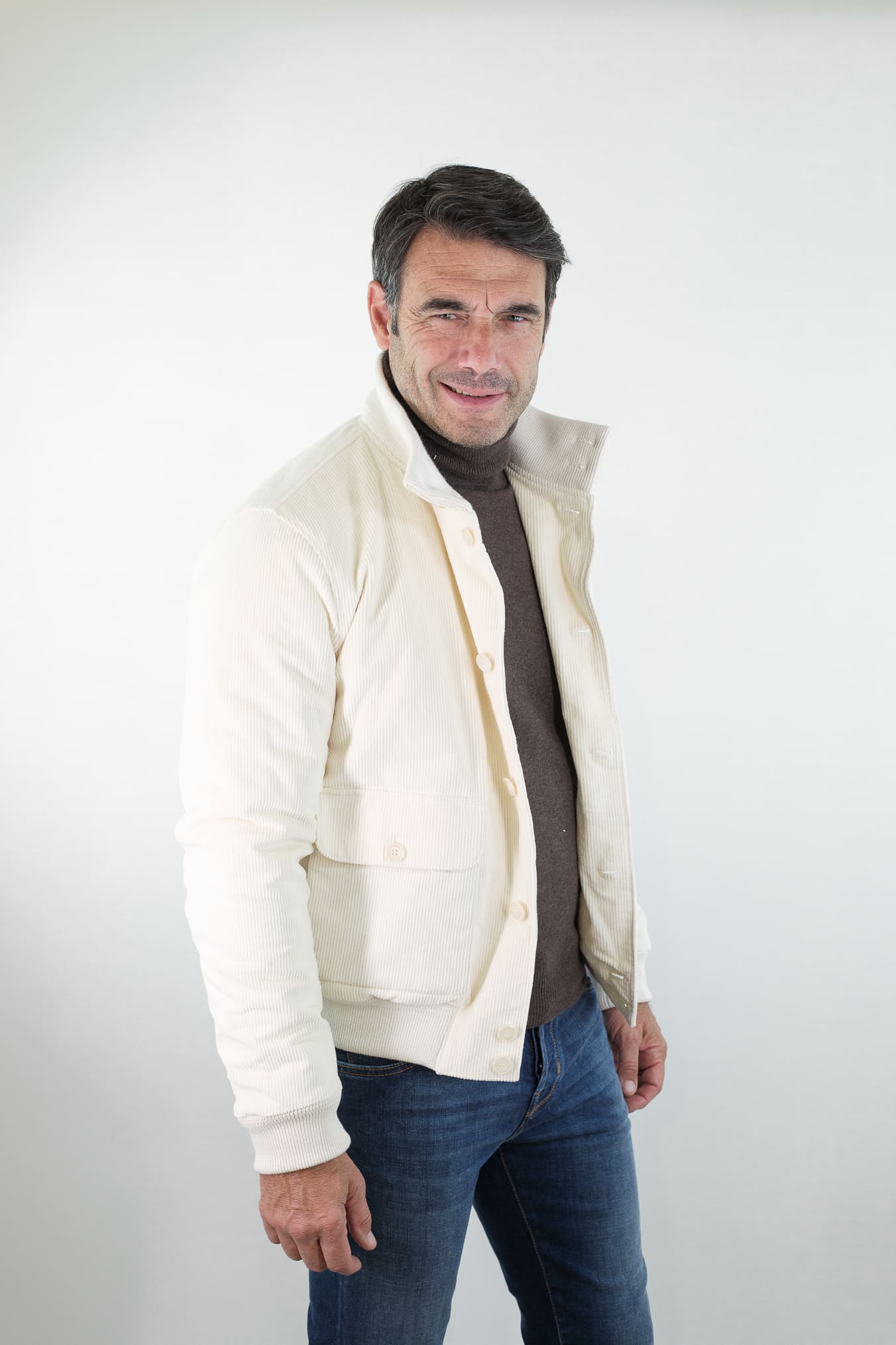 CONTRASTWAY Giubbino Velluto Imbottito Thermore® Bianco Panna