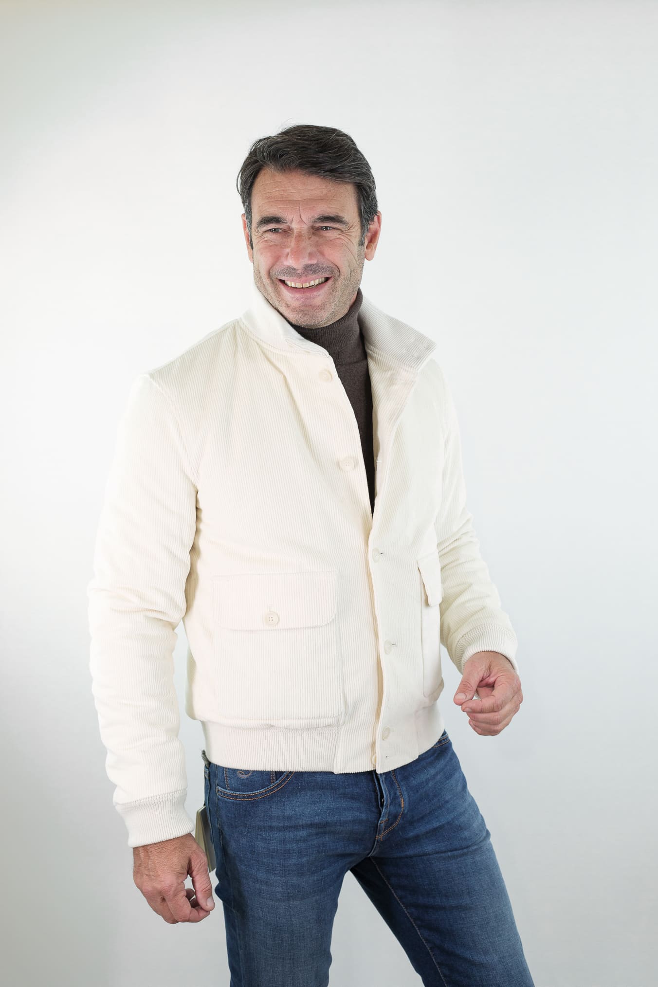 CONTRASTWAY Giubbino Velluto Imbottito Thermore® Bianco Panna