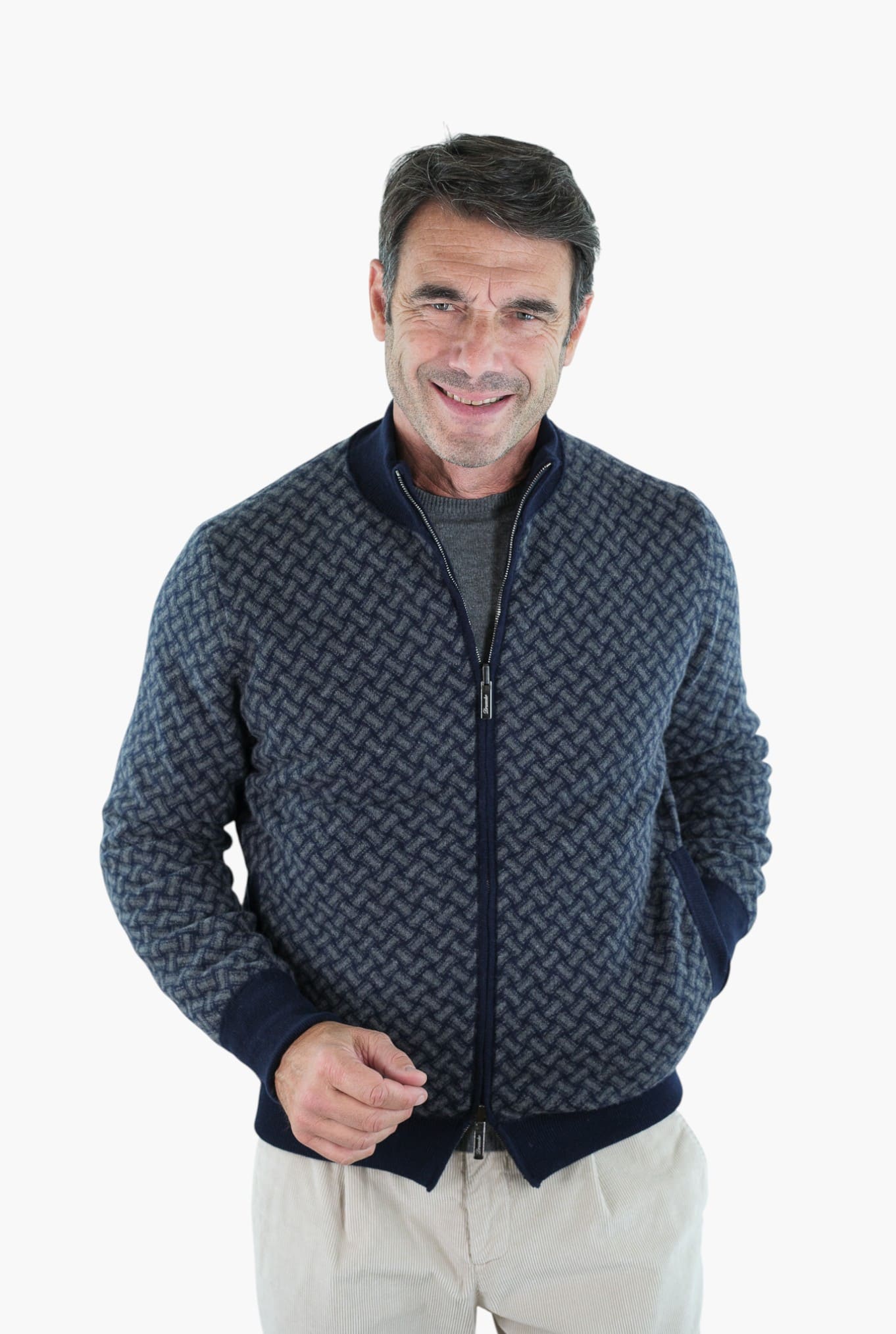 DRUMOHR Maglia Reversibile Cashmere "Biscottino" Blu Navy