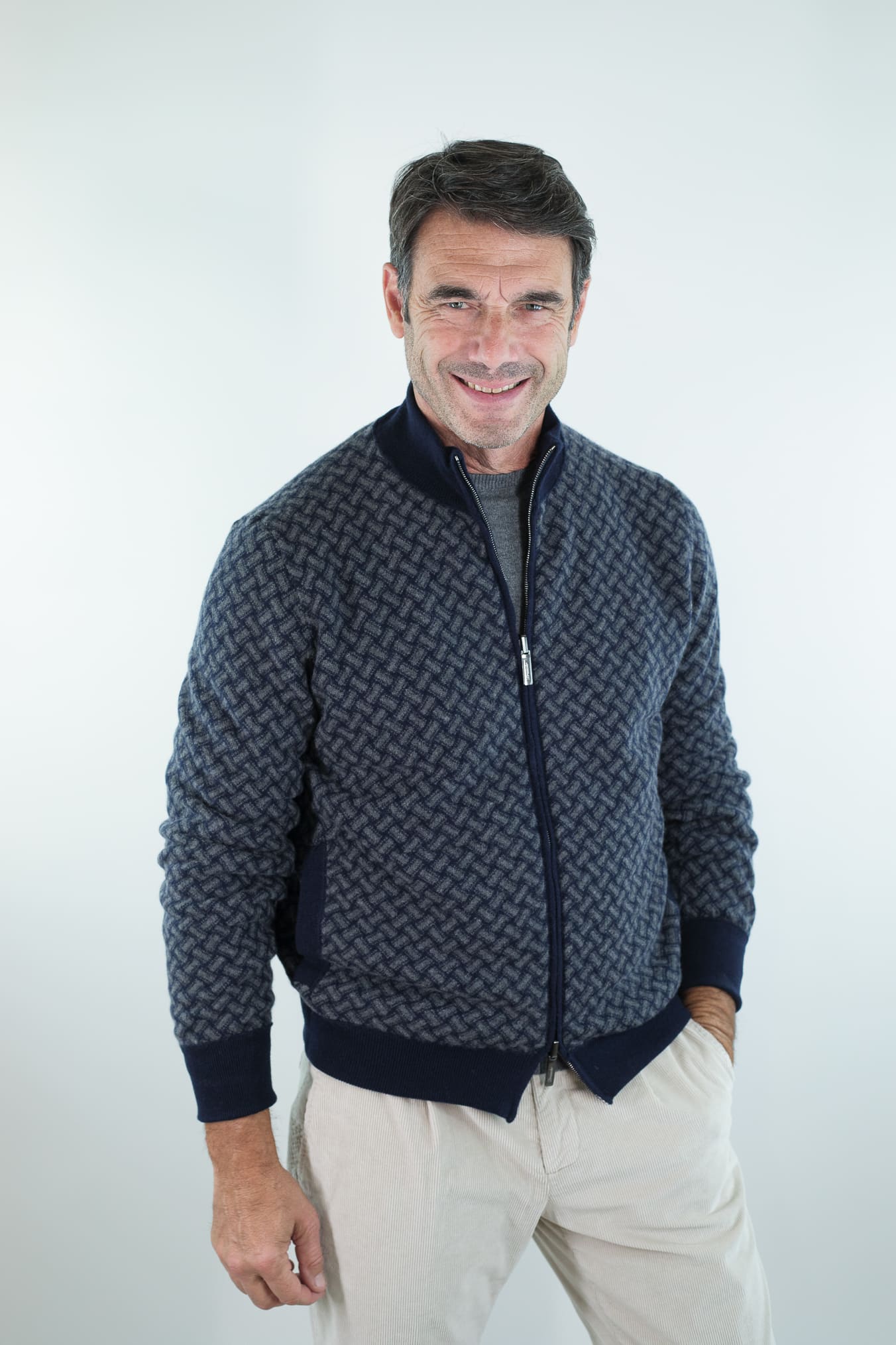 DRUMOHR Maglia Reversibile Cashmere "Biscottino" Blu Navy