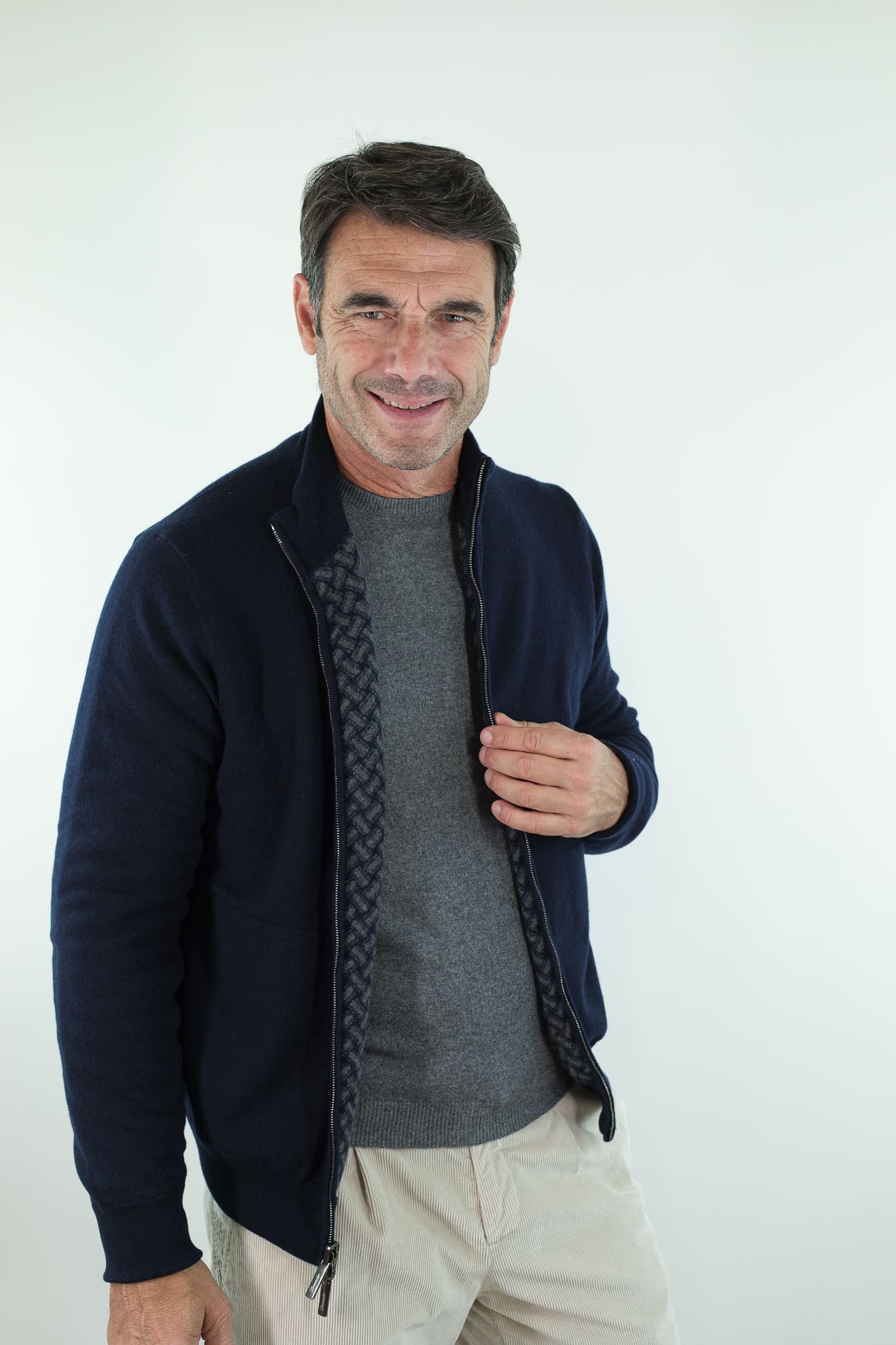 DRUMOHR Maglia Reversibile Cashmere "Biscottino" Blu Navy