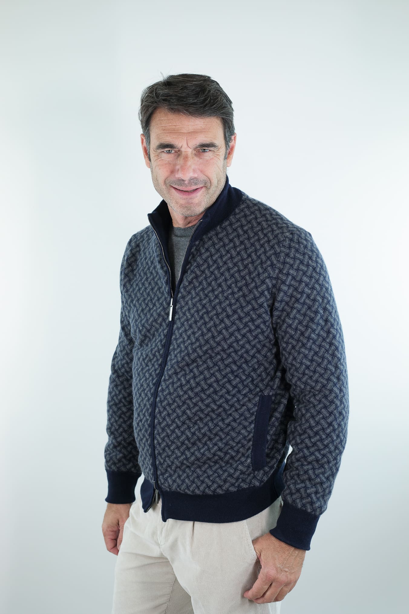 DRUMOHR Maglia Reversibile Cashmere "Biscottino" Blu Navy