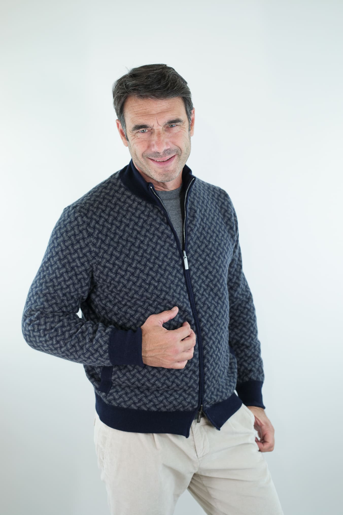 DRUMOHR Maglia Reversibile Cashmere "Biscottino" Blu Navy