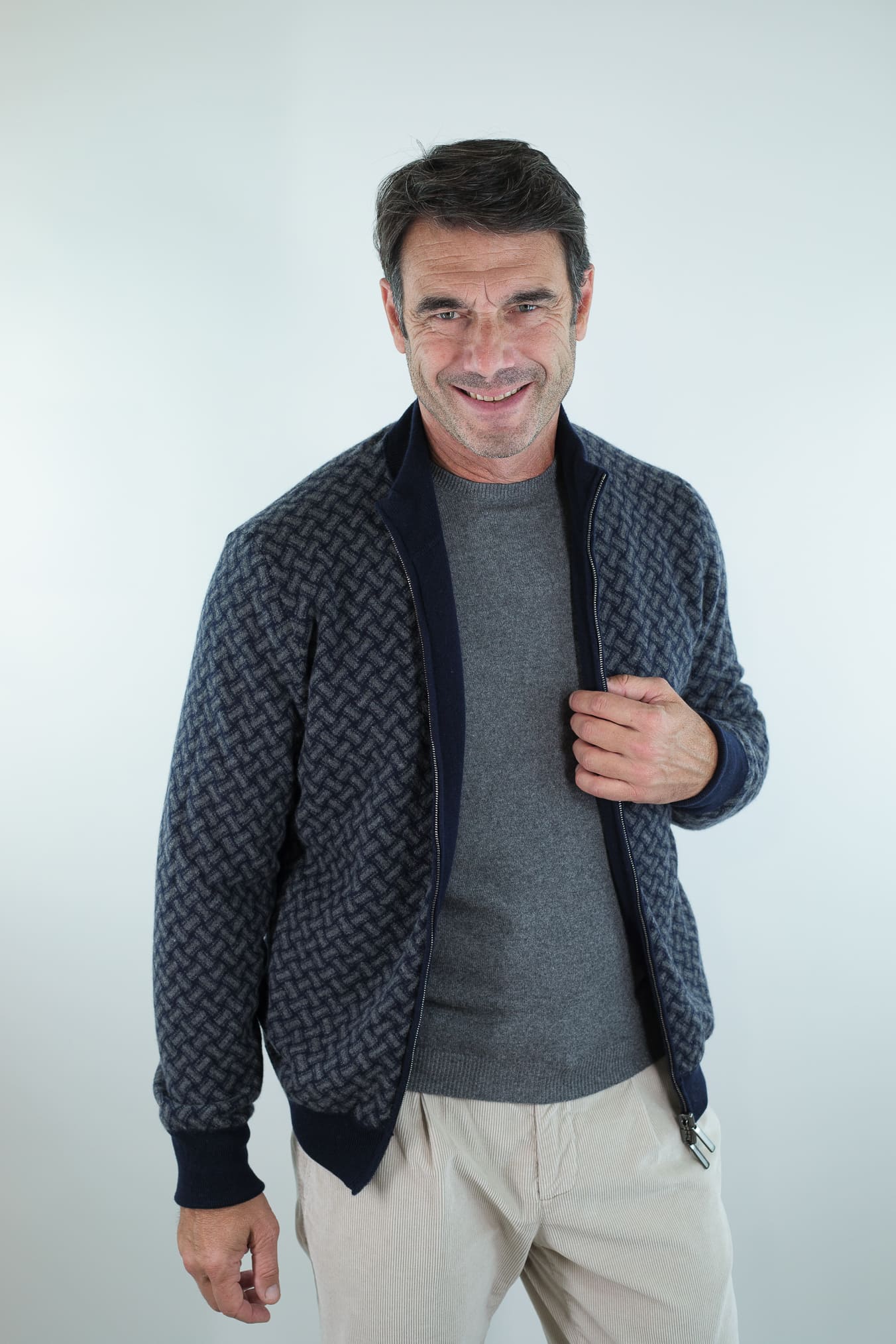 DRUMOHR Maglia Reversibile Cashmere "Biscottino" Blu Navy