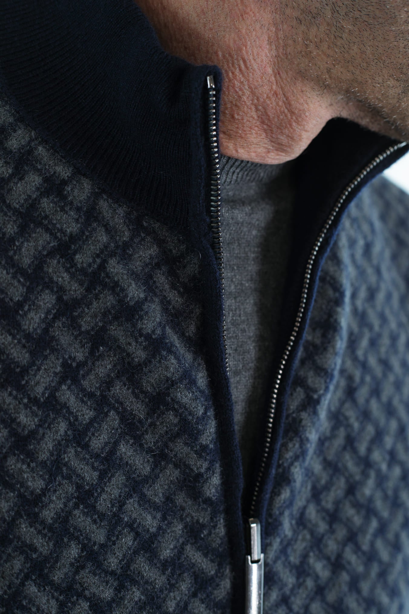 DRUMOHR Maglia Reversibile Cashmere "Biscottino" Blu Navy