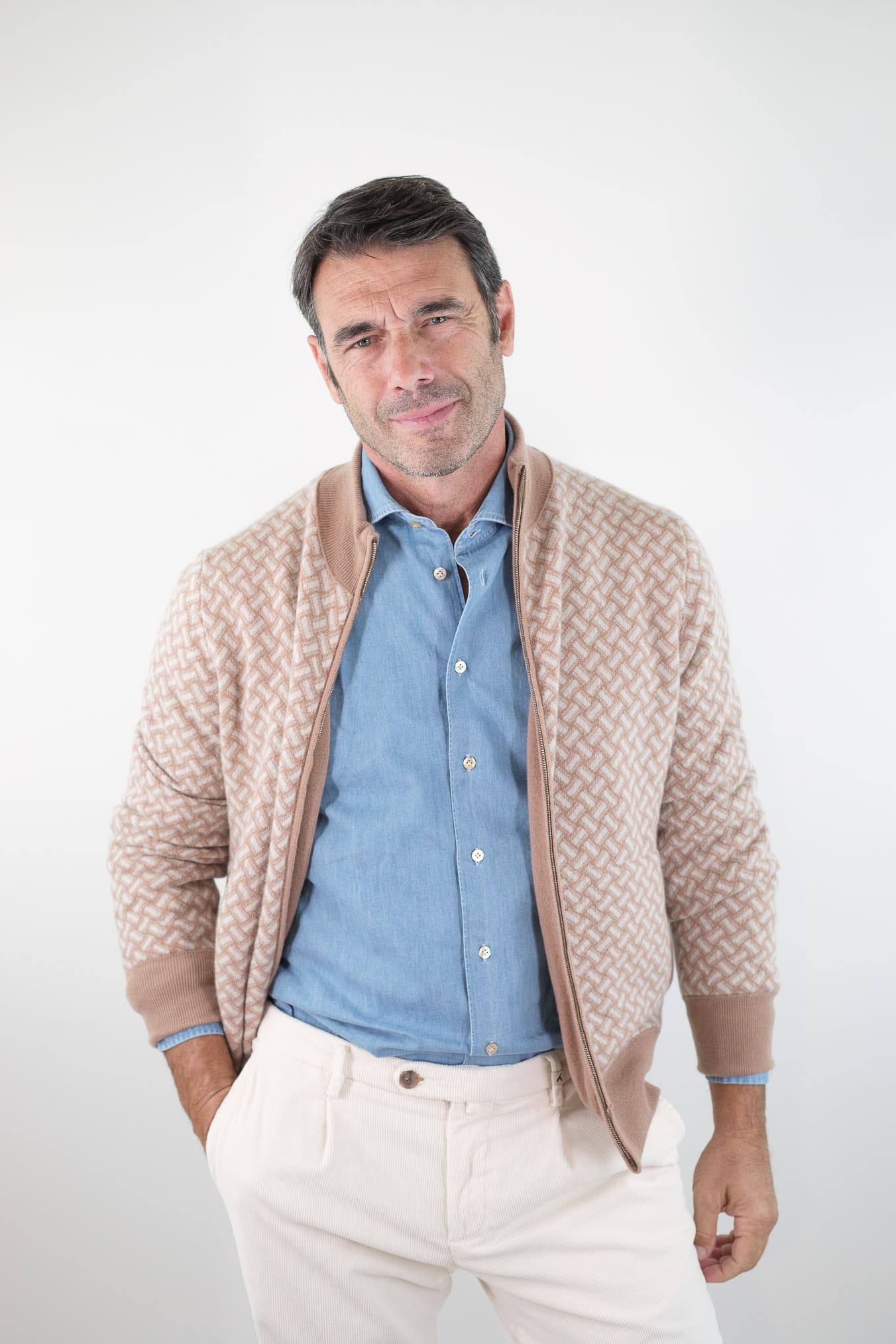 DRUMOHR Maglia Reversibile Cashmere "Biscottino" Cammello