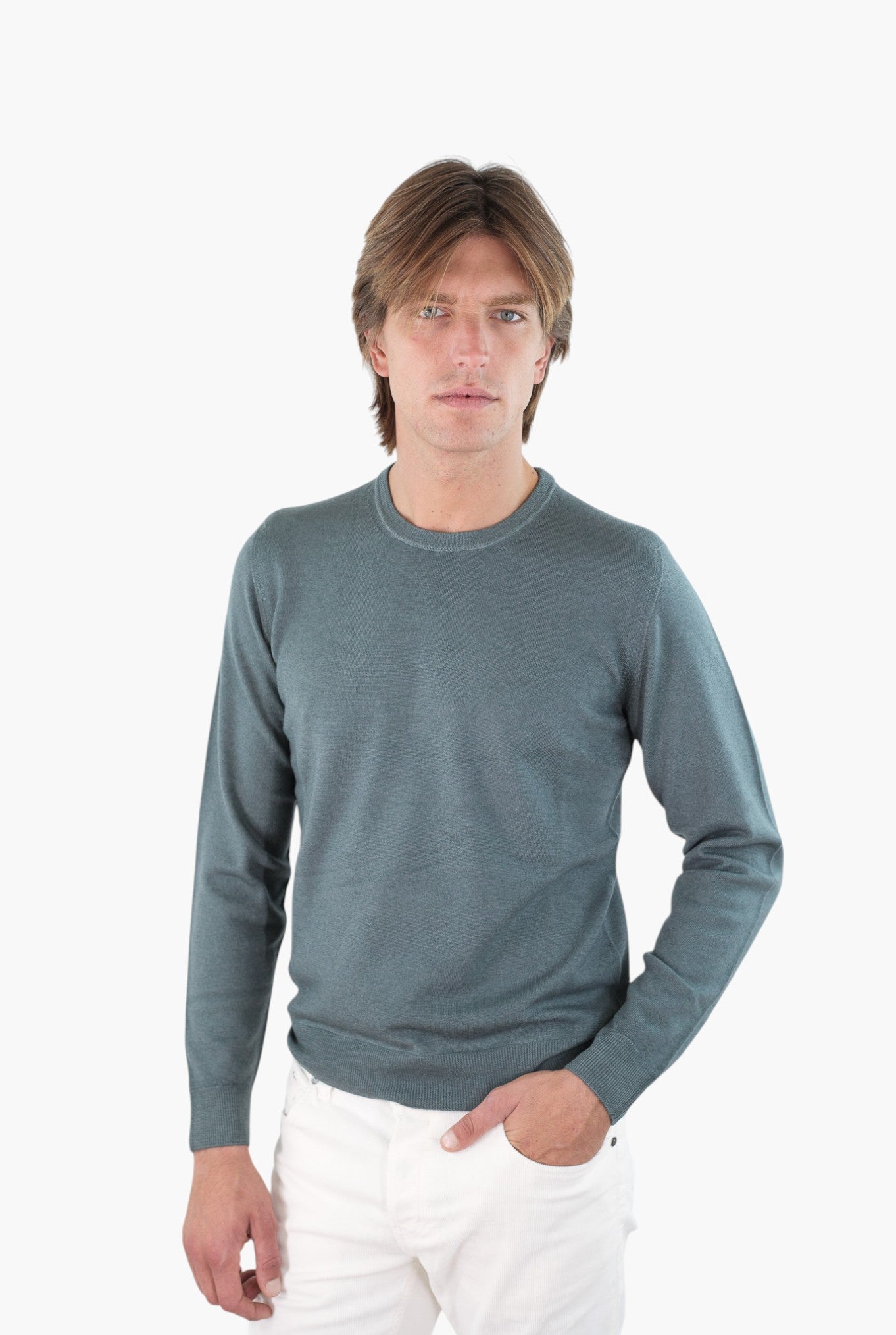 DRUMOHR Maglia Girocollo Lana Merinos Extrafine Verde