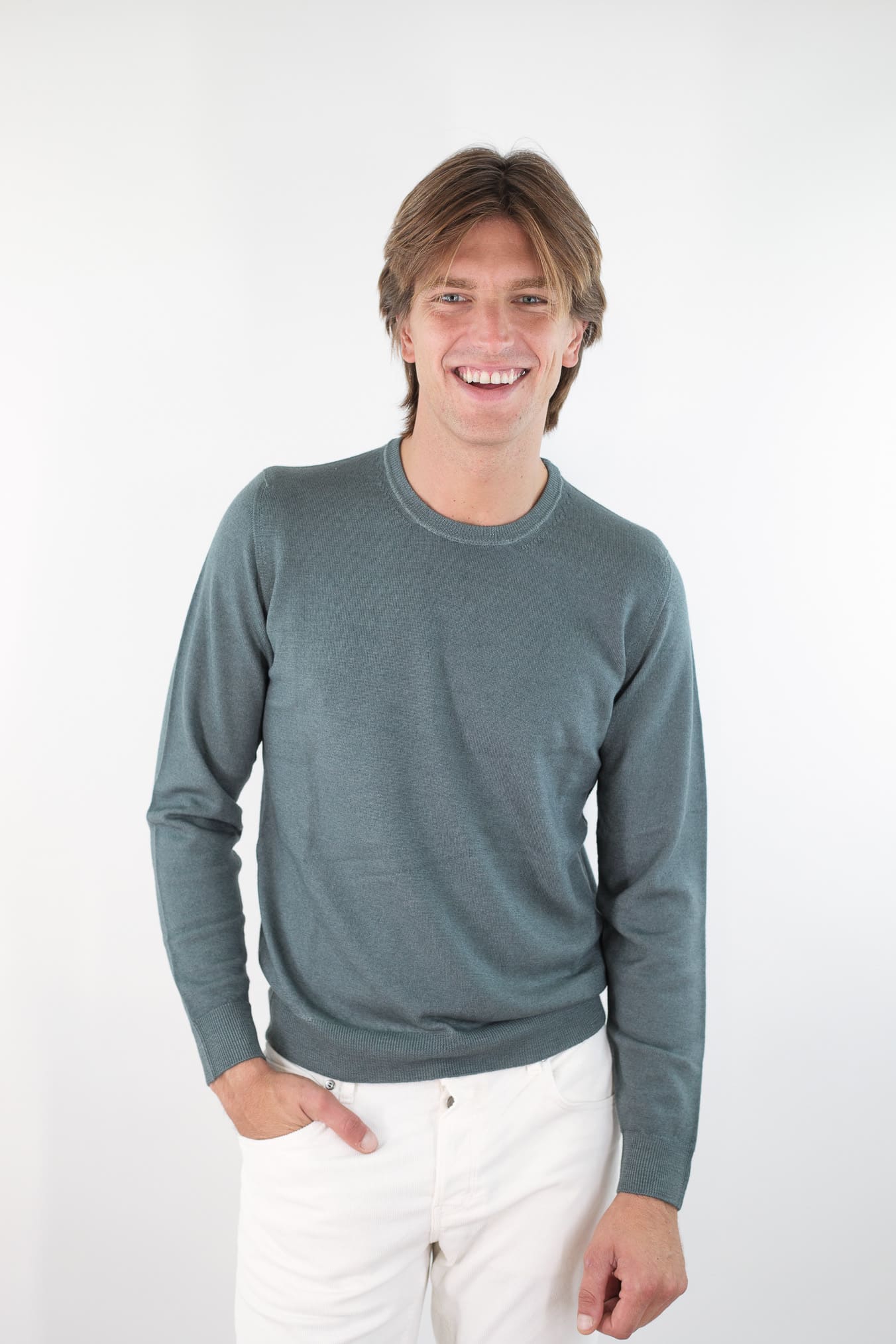 DRUMOHR Maglia Girocollo Lana Merinos Extrafine Verde