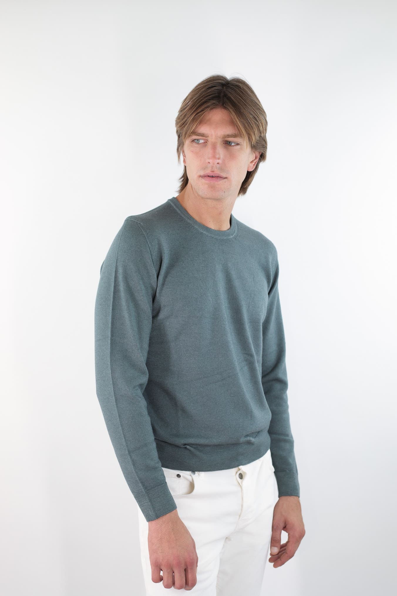 DRUMOHR Maglia Girocollo Lana Merinos Extrafine Verde